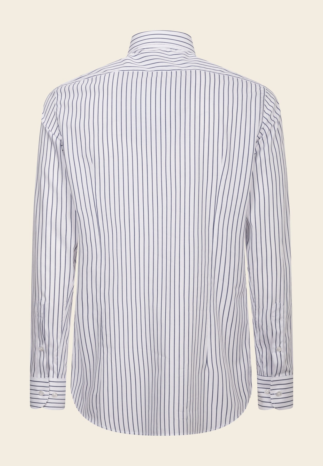 Camicia bianca blu rigata cotone slim fit-Angelico