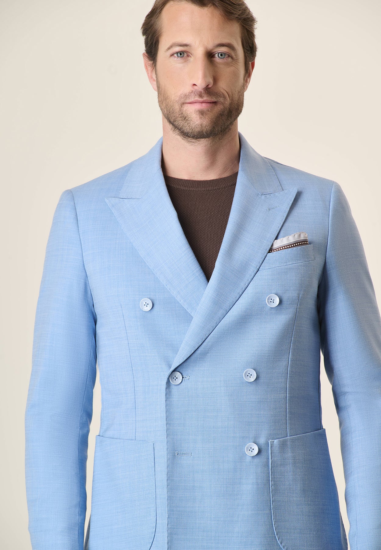 Abito azzurro doppiopetto sfoderato slim fit Angelico 5