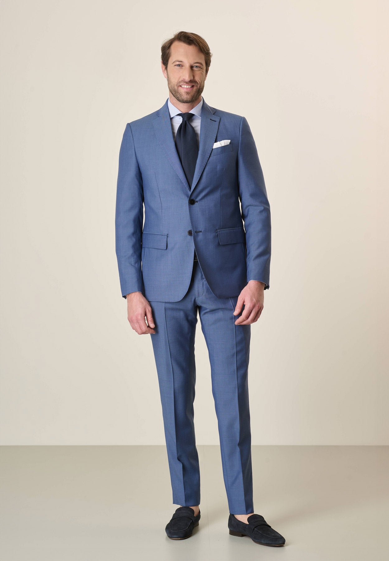 Abito avio effetto mohair lana vergine custom fit lungo Angelico 1