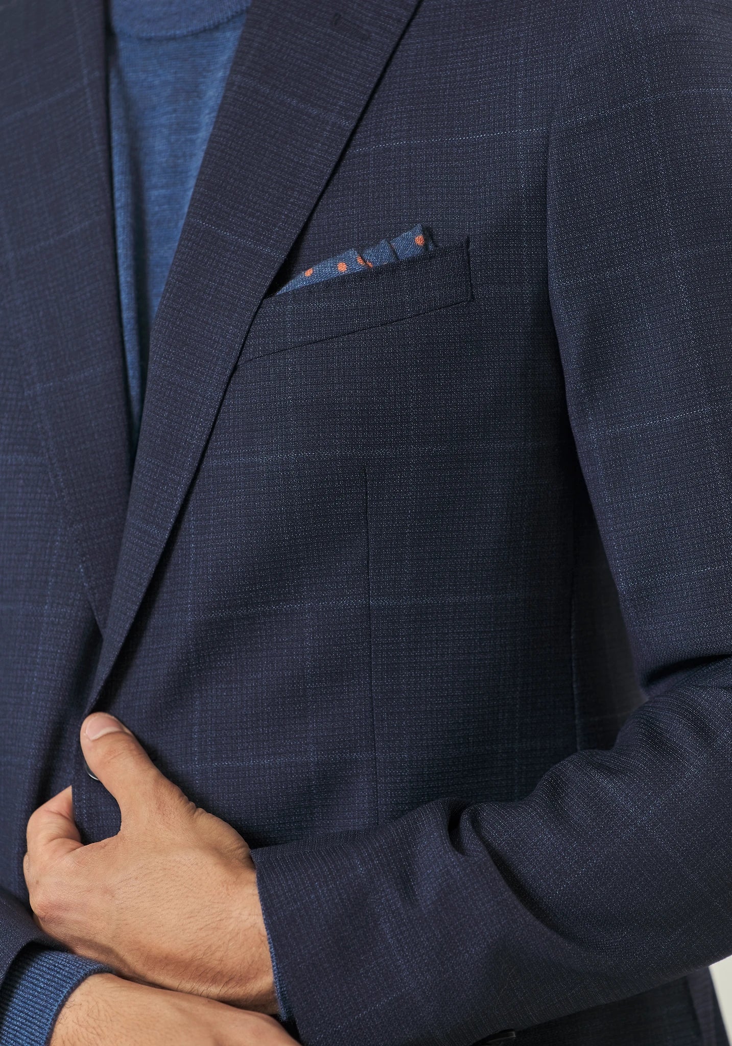 Abito blu lana check avio custom fit