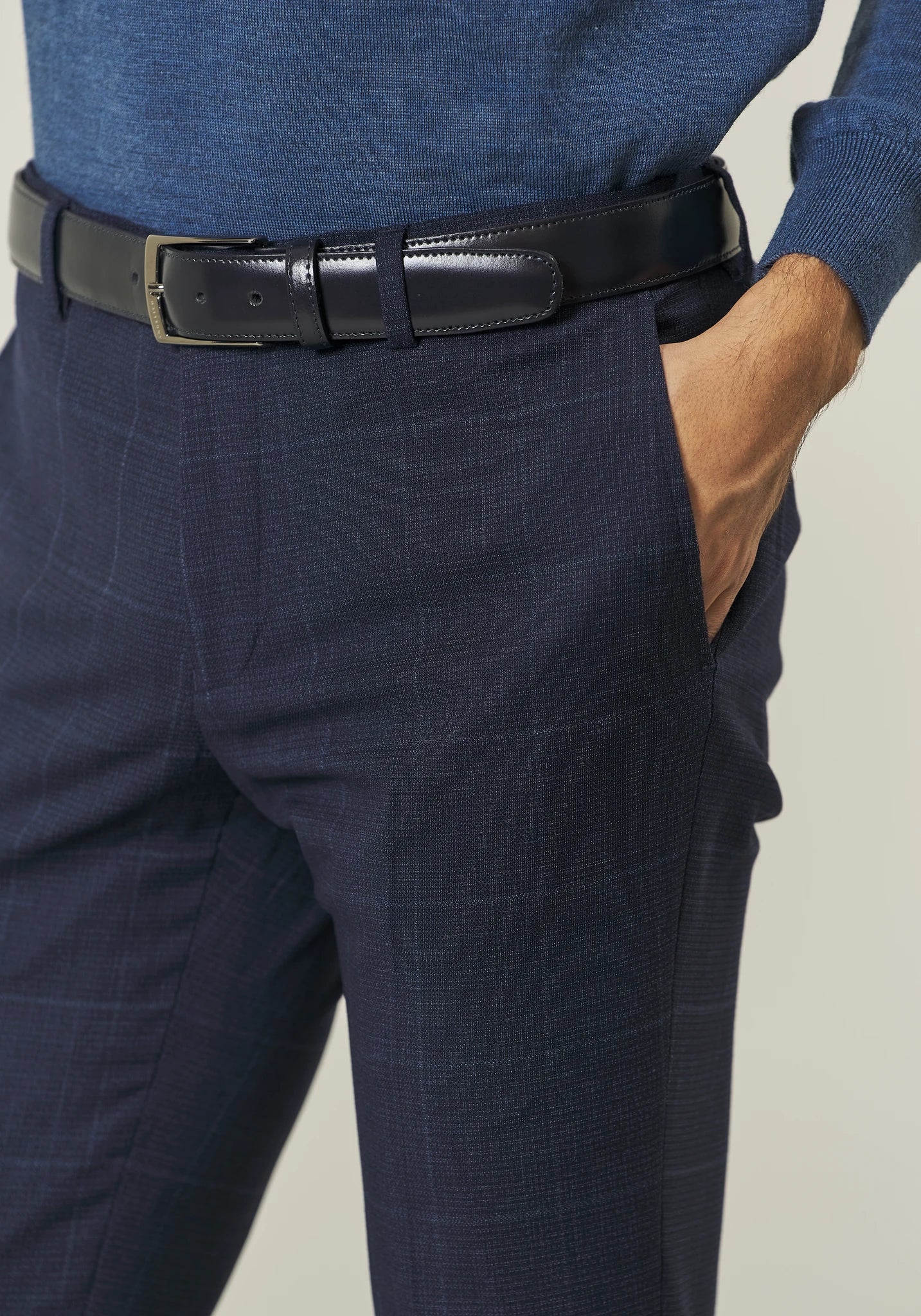 Abito blu lana check avio custom fit