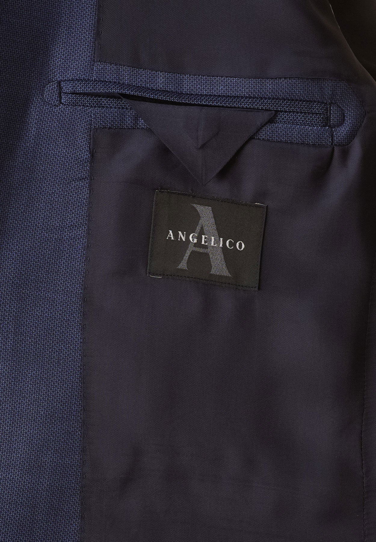 Abito blu microdisegno lana custom fit-Angelico