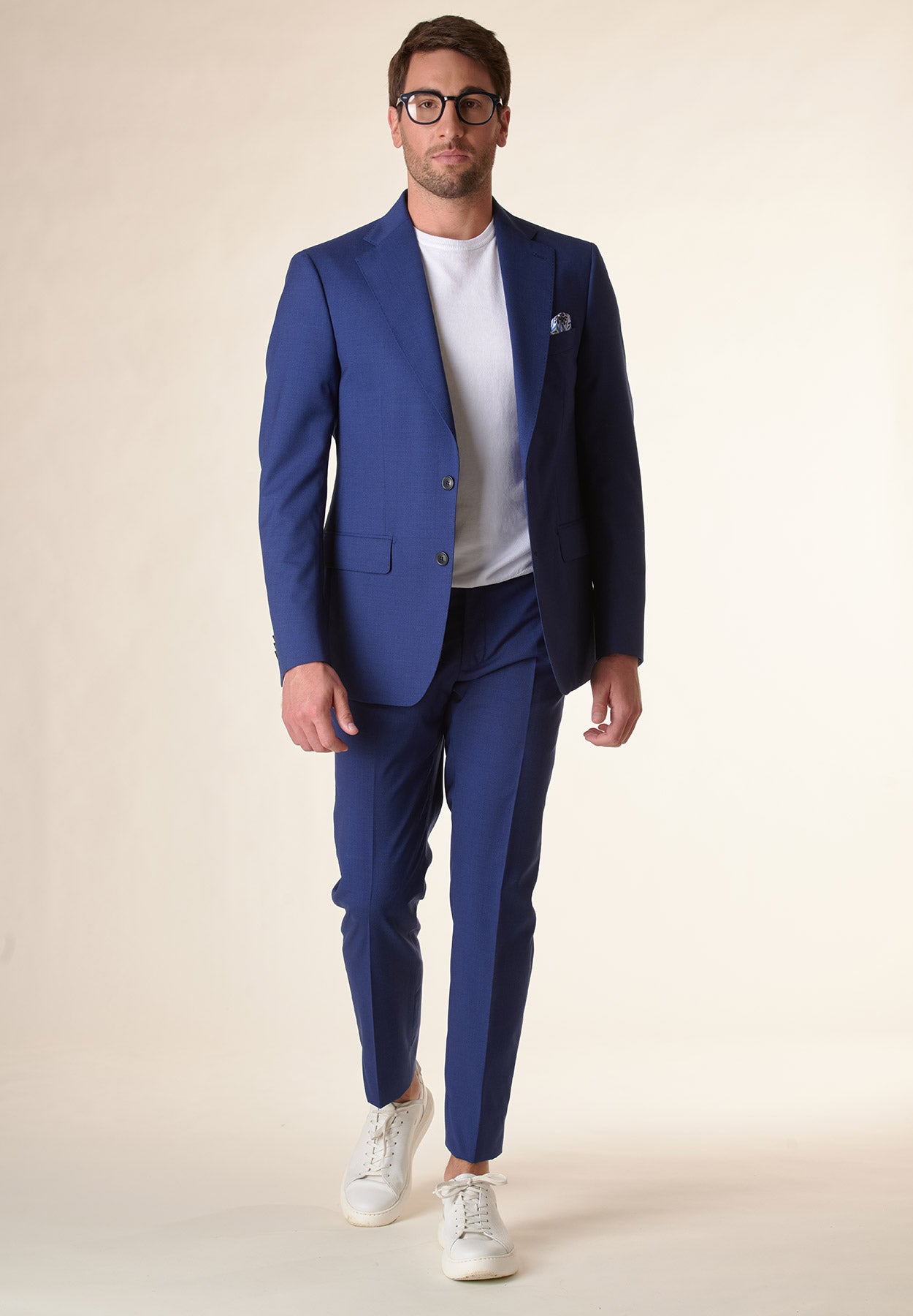 Abito bluette microstruttura lana custom fit-Angelico