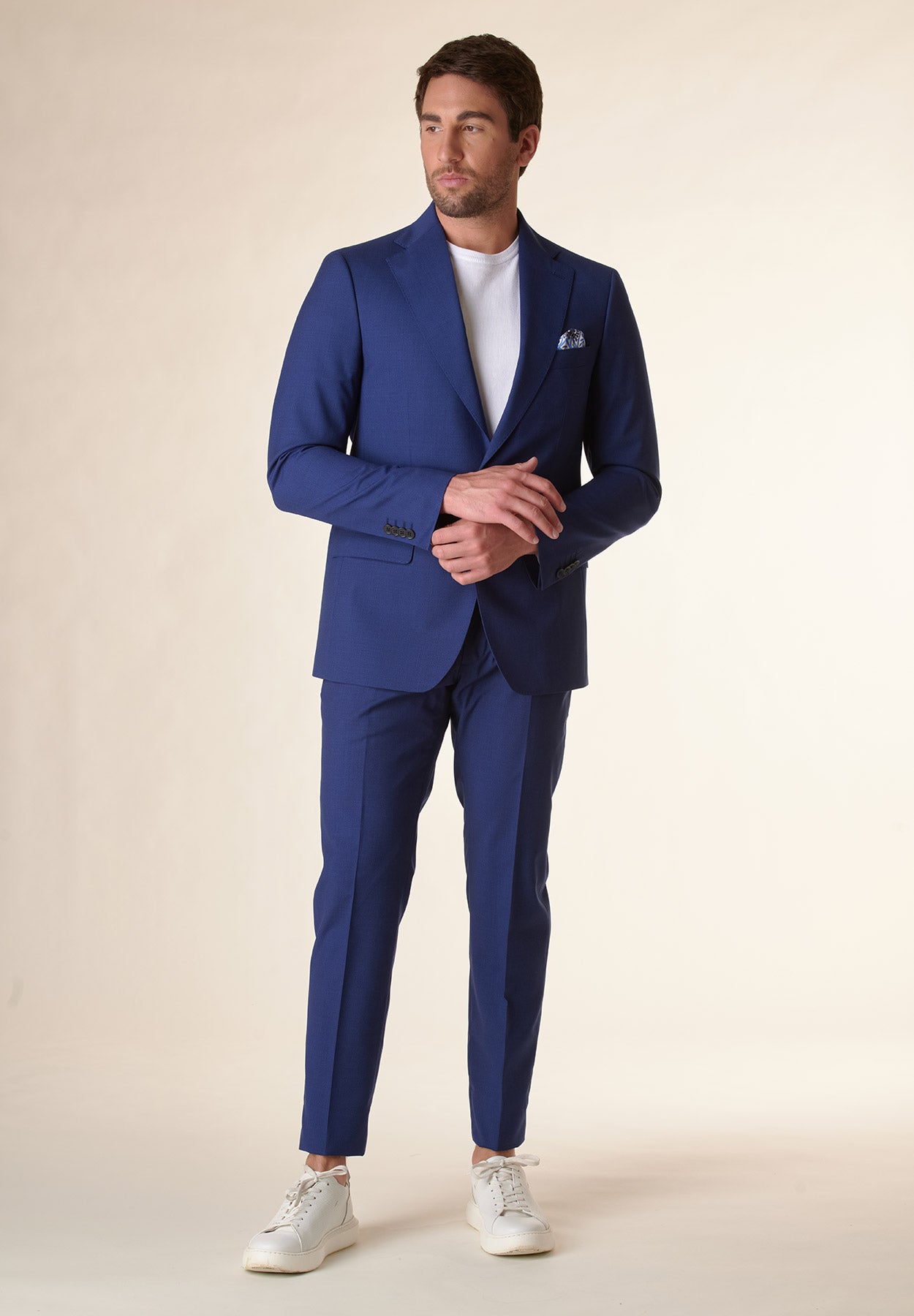 Abito bluette microstruttura lana custom fit-Angelico