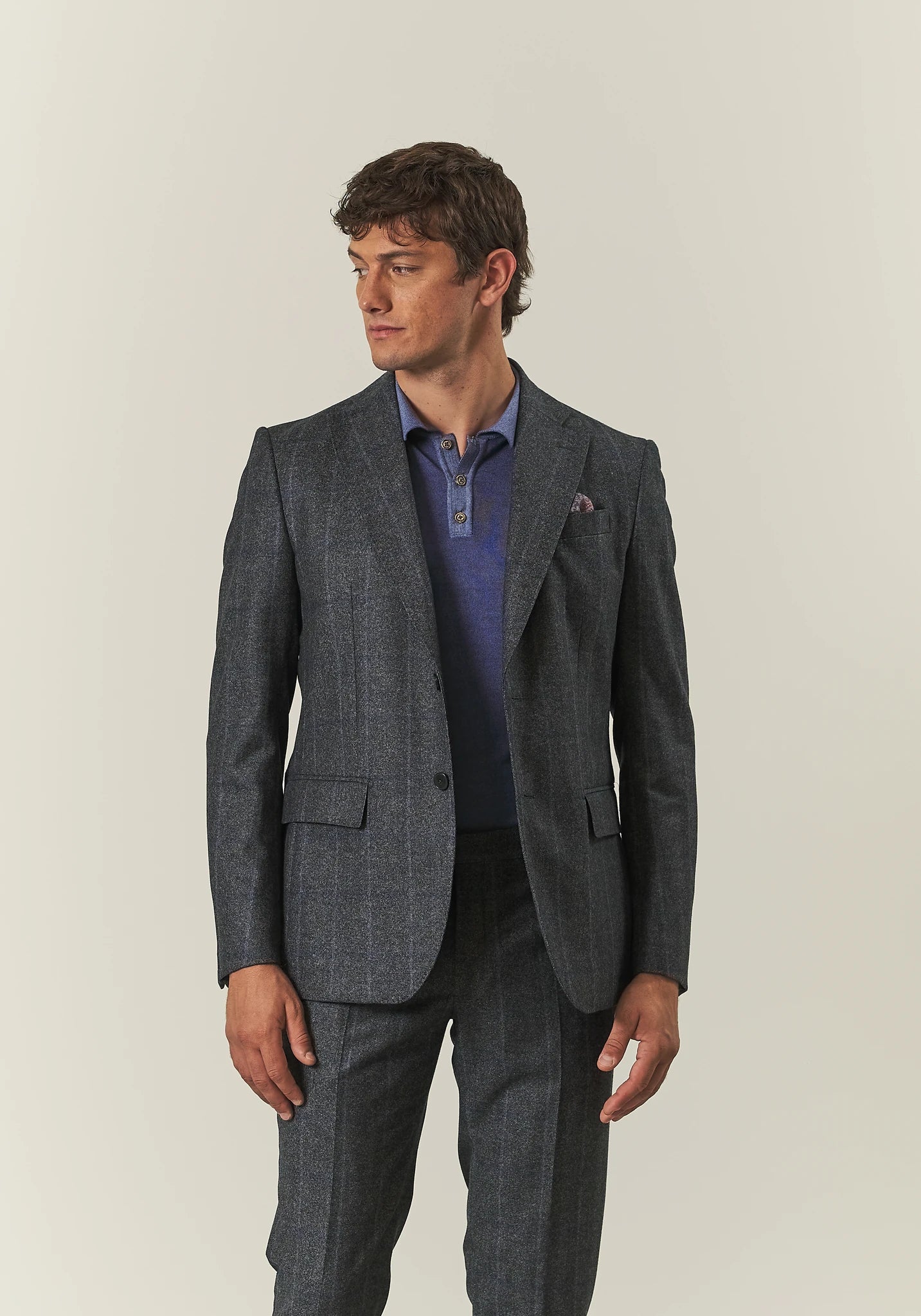 Abito grigio scuro resca lana vergine check custom fit lungo