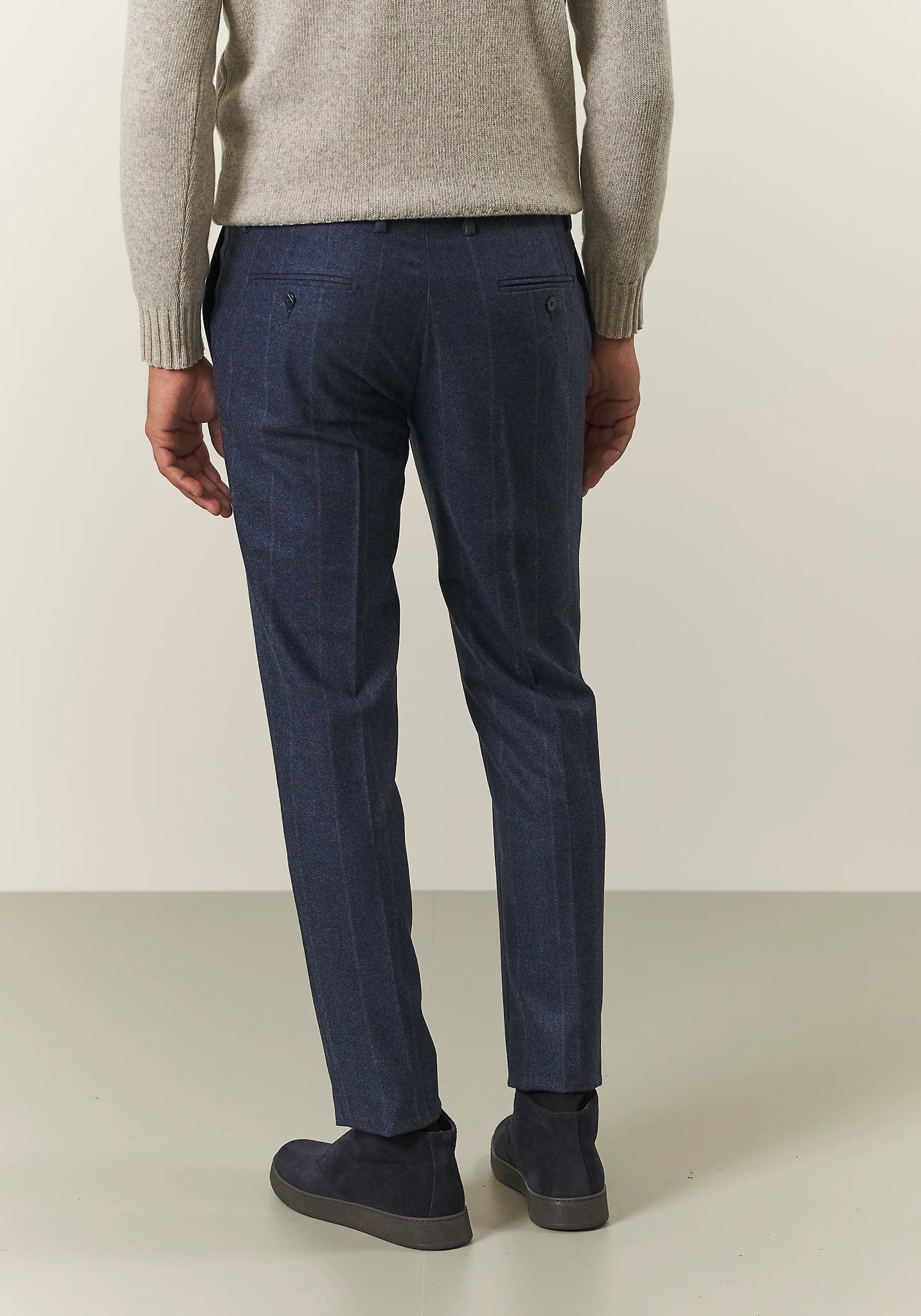 Abito blu scuro check flanella lana vergine custom fit Angelico 6