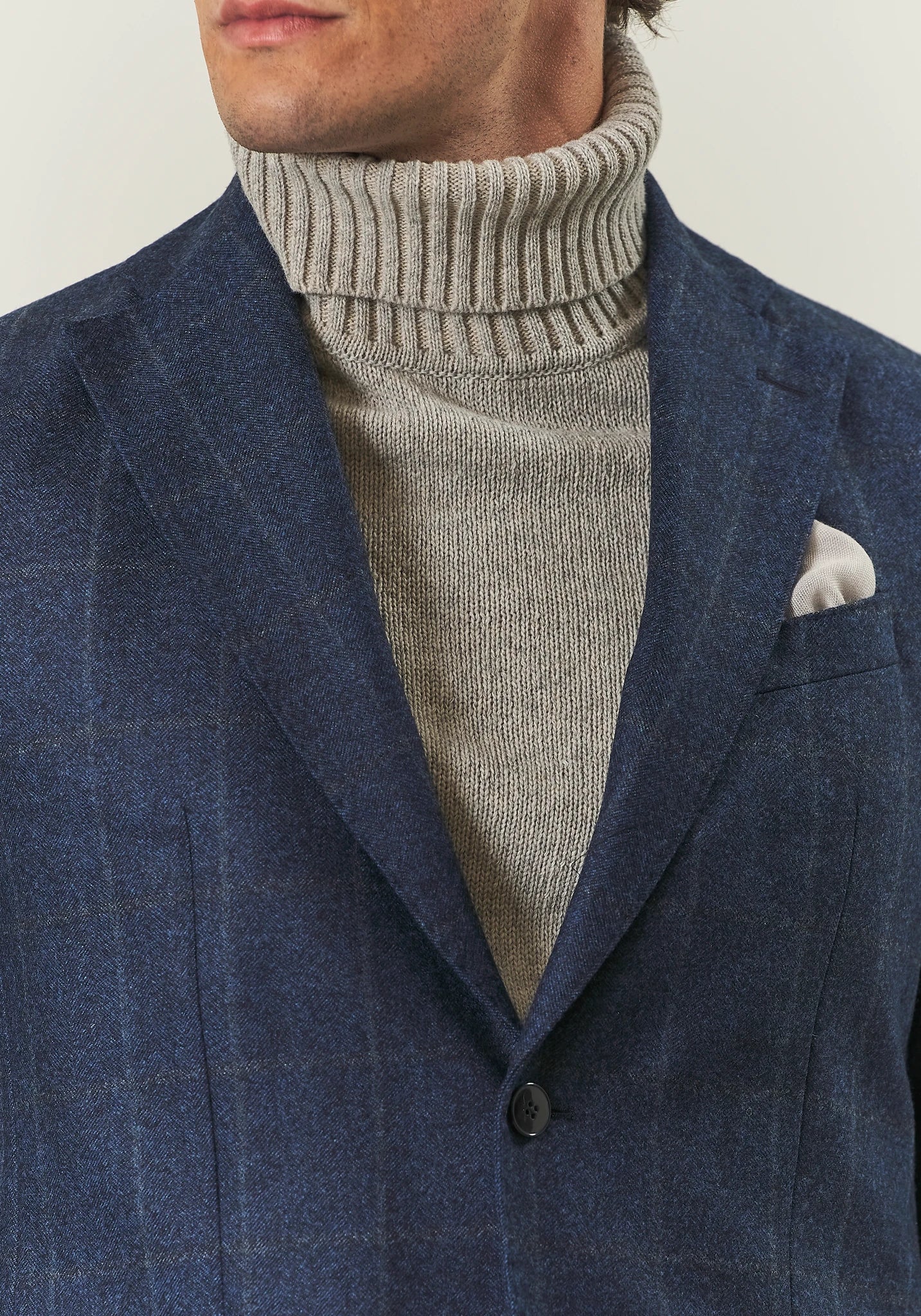 Abito blu scuro check flanella lana vergine custom fit