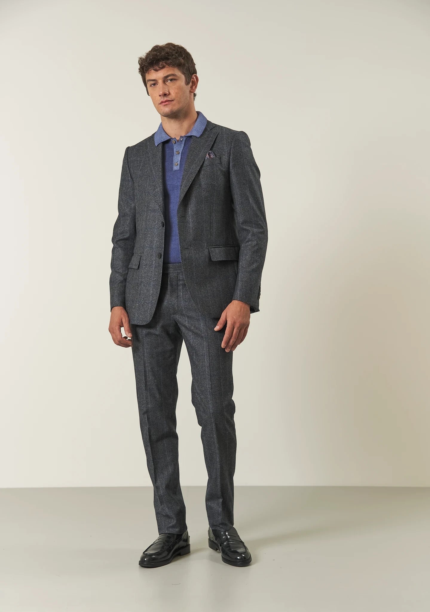 Abito grigio scuro resca lana vergine check custom fit lungo