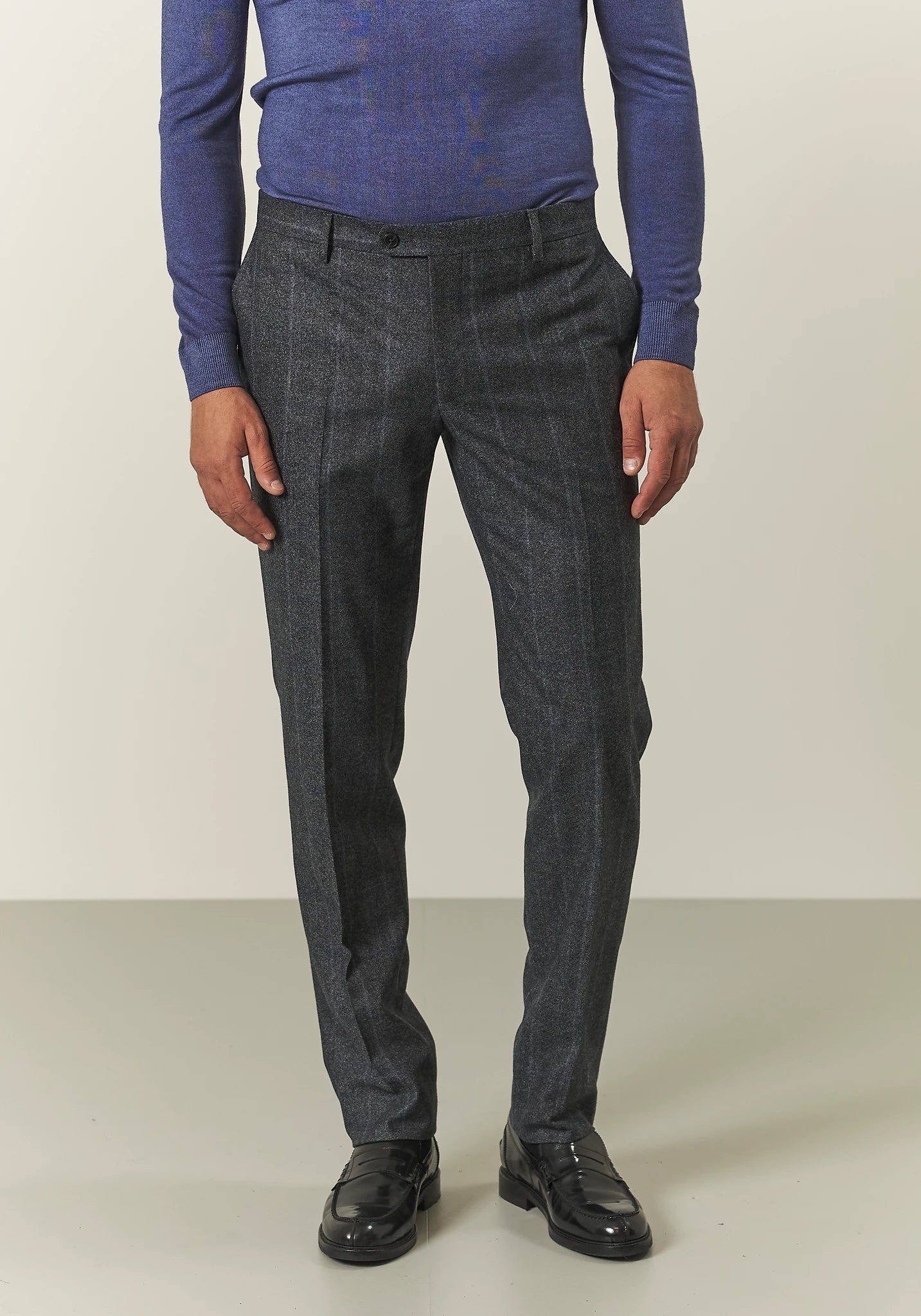 Abito grigio scuro resca lana vergine check custom fit lungo