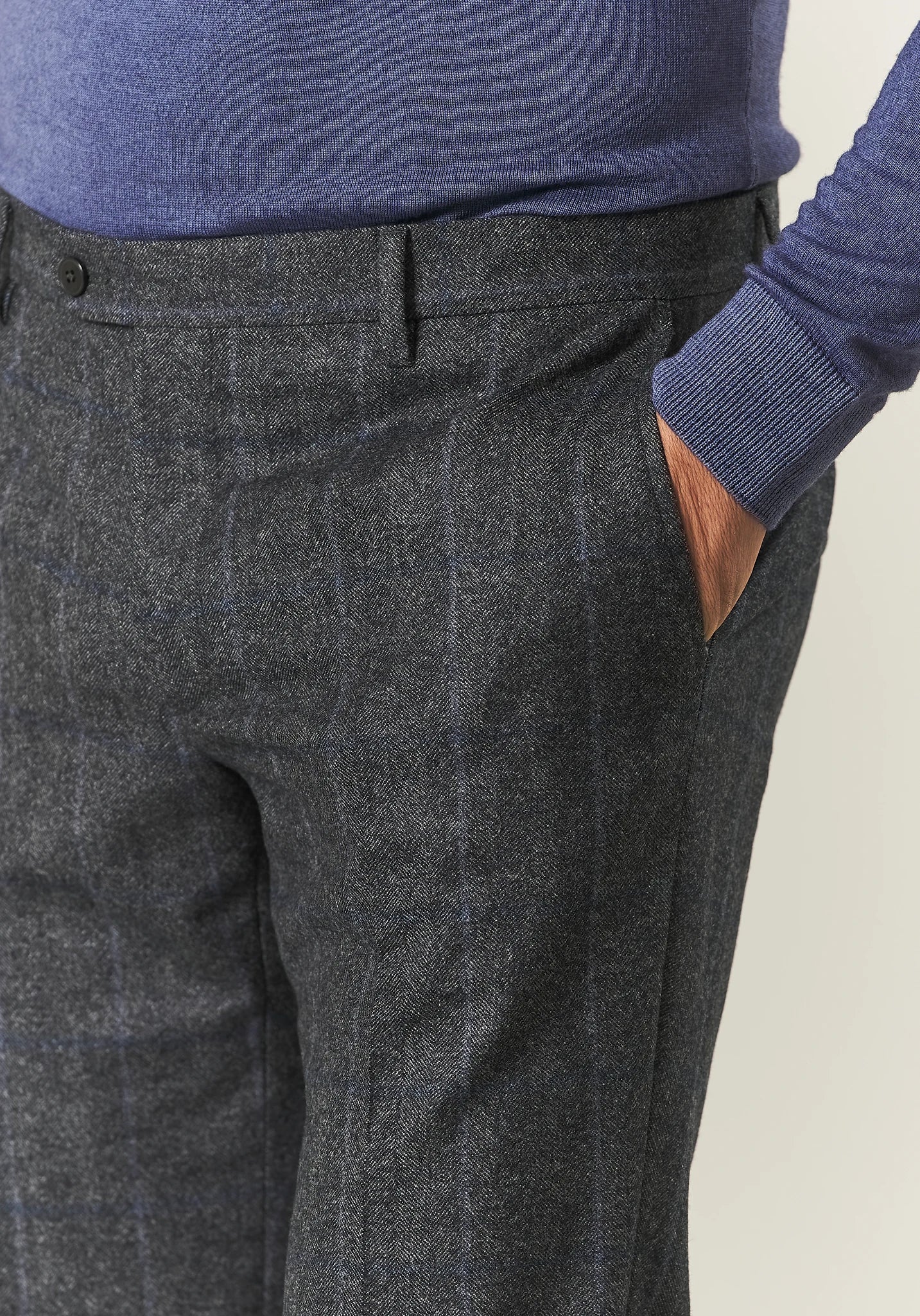 Abito grigio scuro resca lana vergine check custom fit lungo