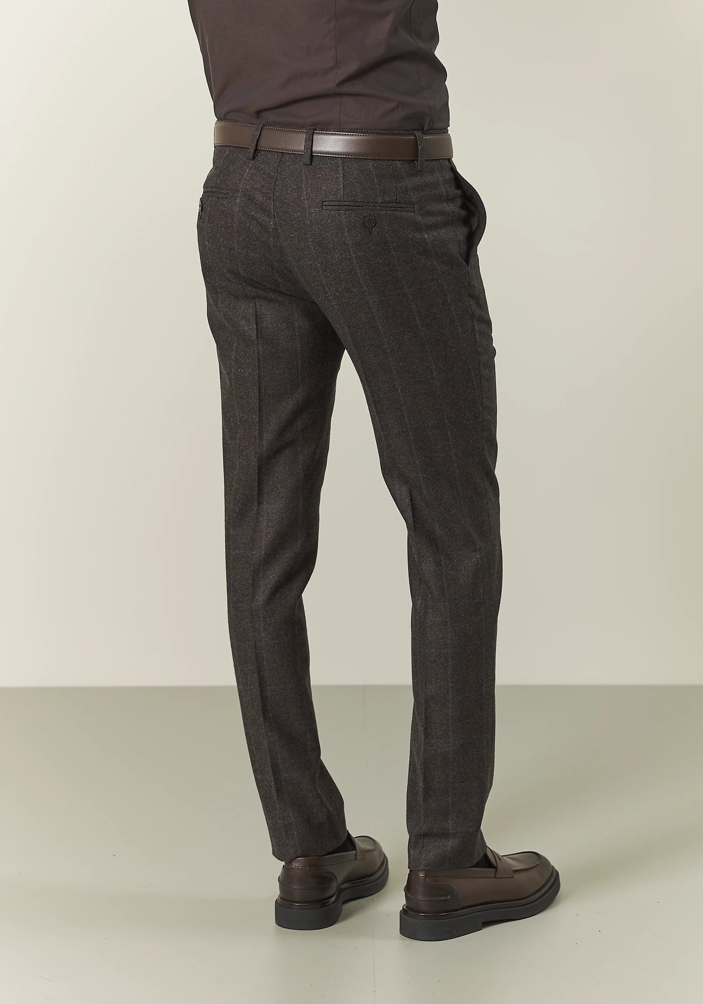 Abito marrone check flanella lana vergine custom fit