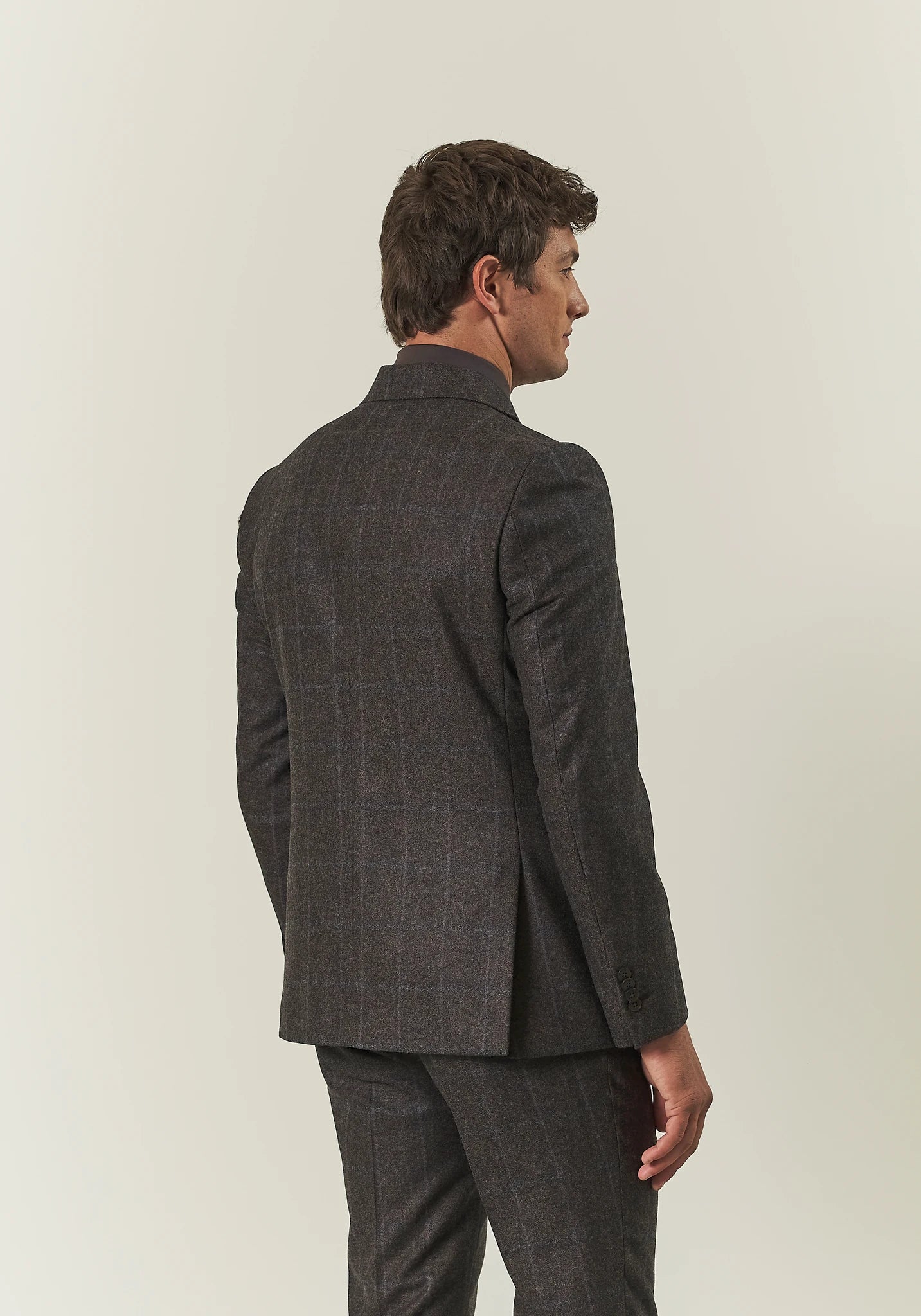 Abito marrone check flanella lana vergine custom fit