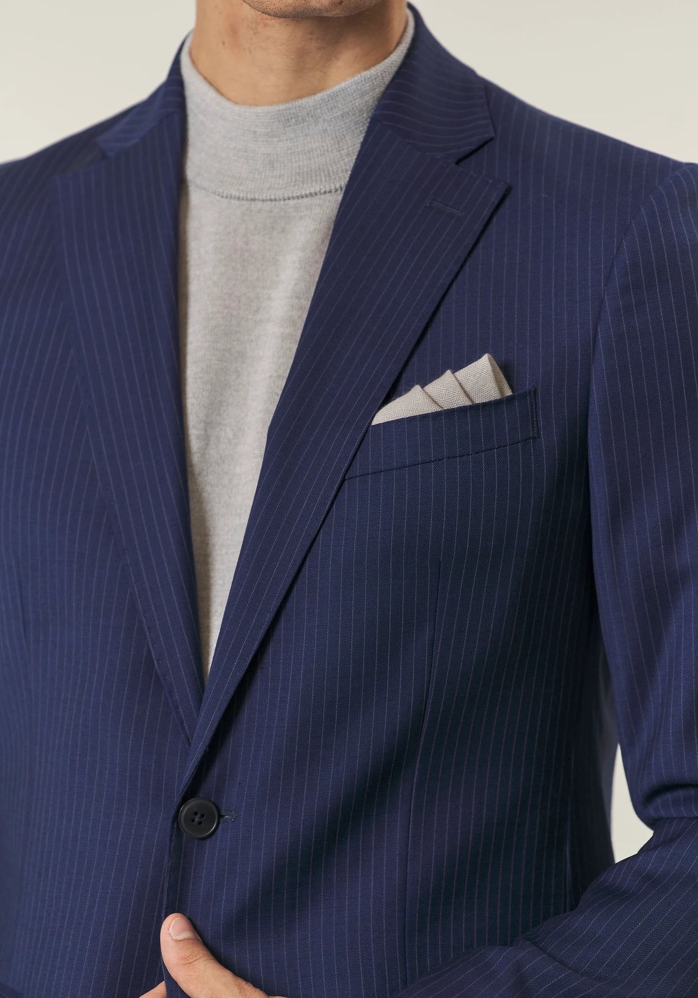 Abito blu gessato lana stretch custom fit