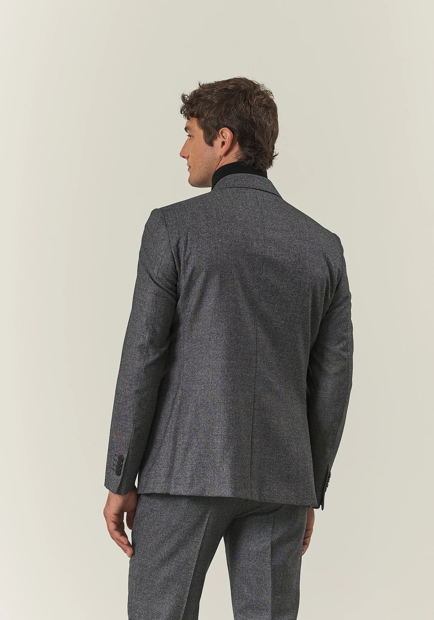 Abito grigio microdisegno flanella lana vergine custom fit