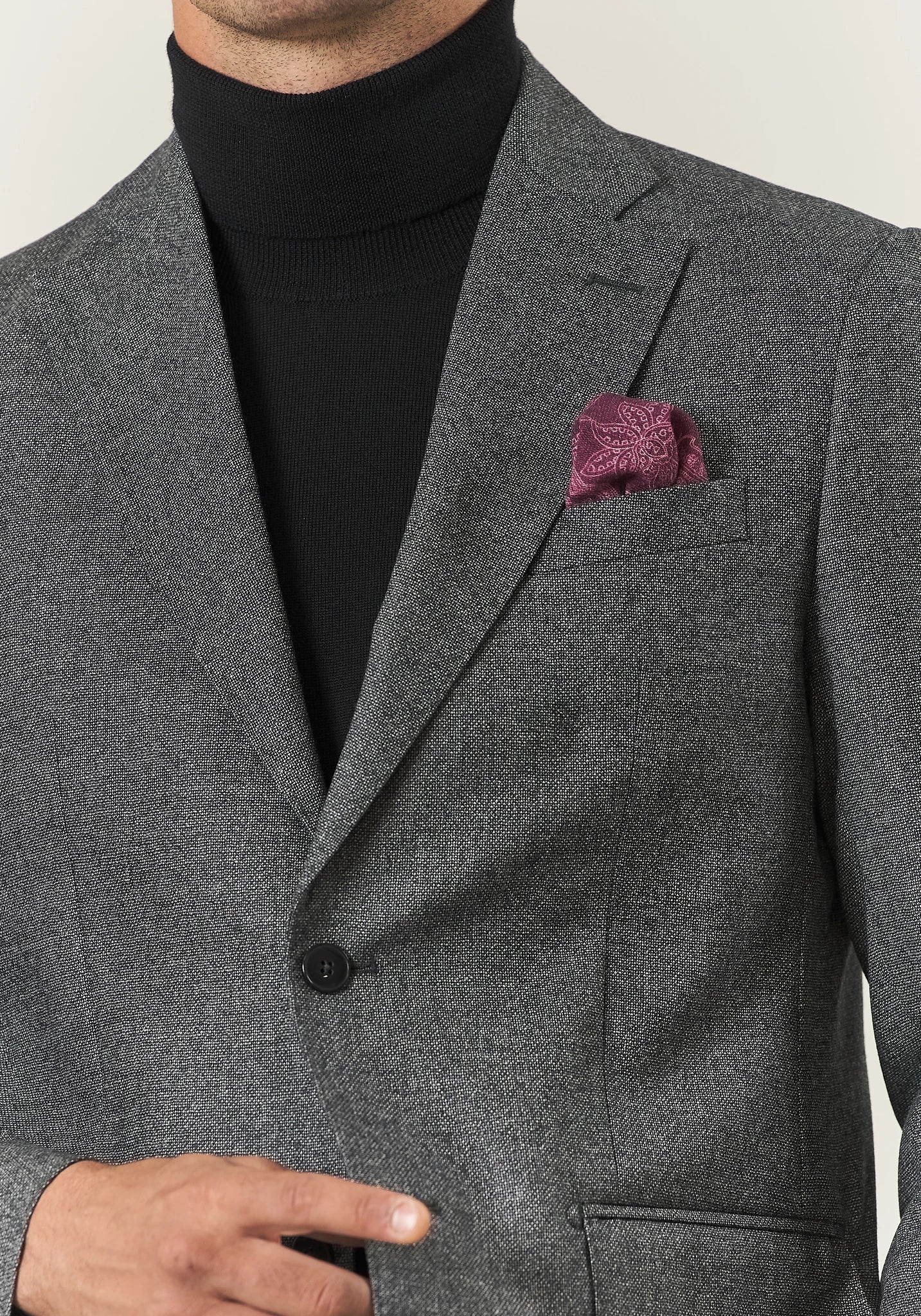 Abito grigio microdisegno flanella lana vergine custom fit