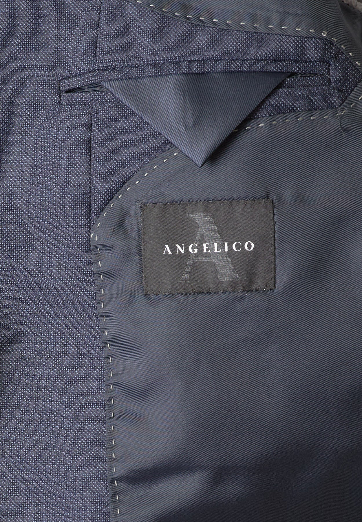 Abito blu microdisegno lana 100s custom fit-Angelico