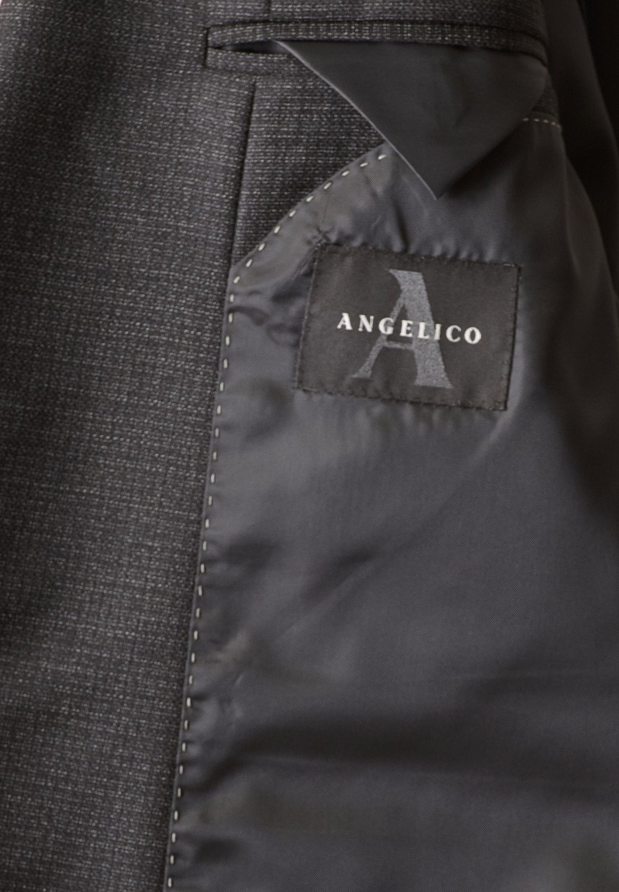 Abito antracite microdisegno lana 100s custom fit lungo-Angelico