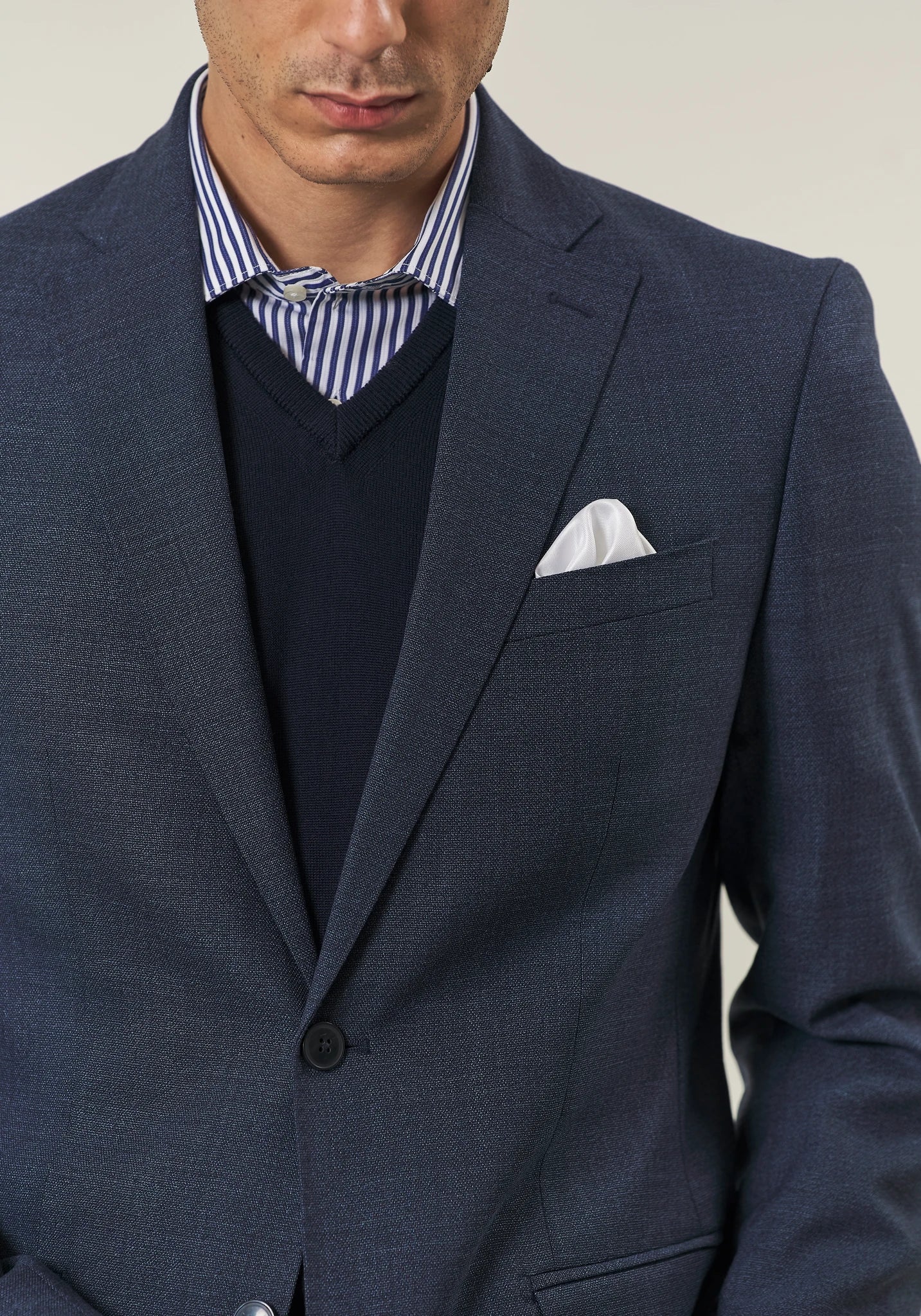 Abito blu sallia lana armaturata custom fit lungo