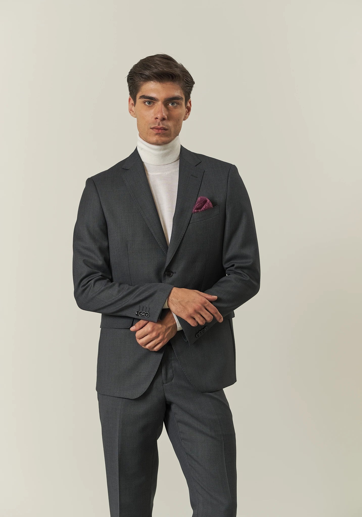 Abito antracite occhio di pernice lana custom fit