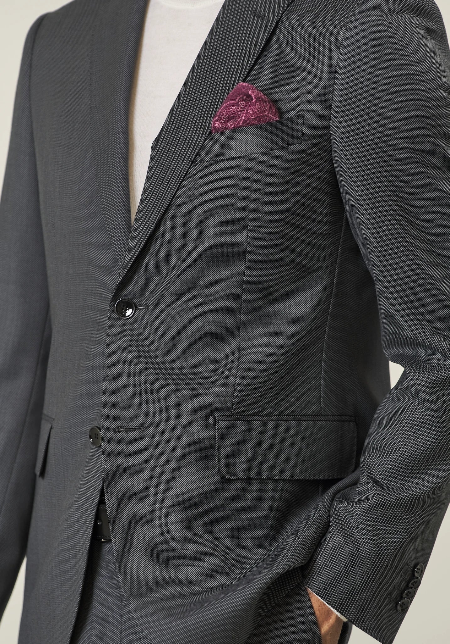 Abito antracite occhio di pernice lana custom fit