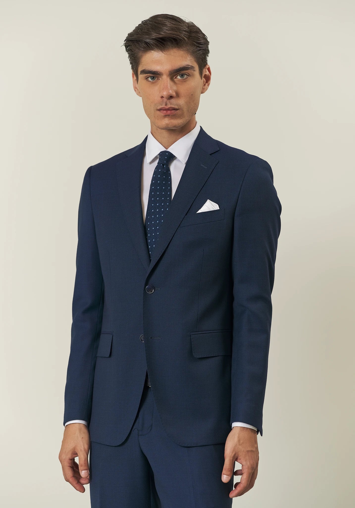 Abito blu occhio di pernice lana custom fit