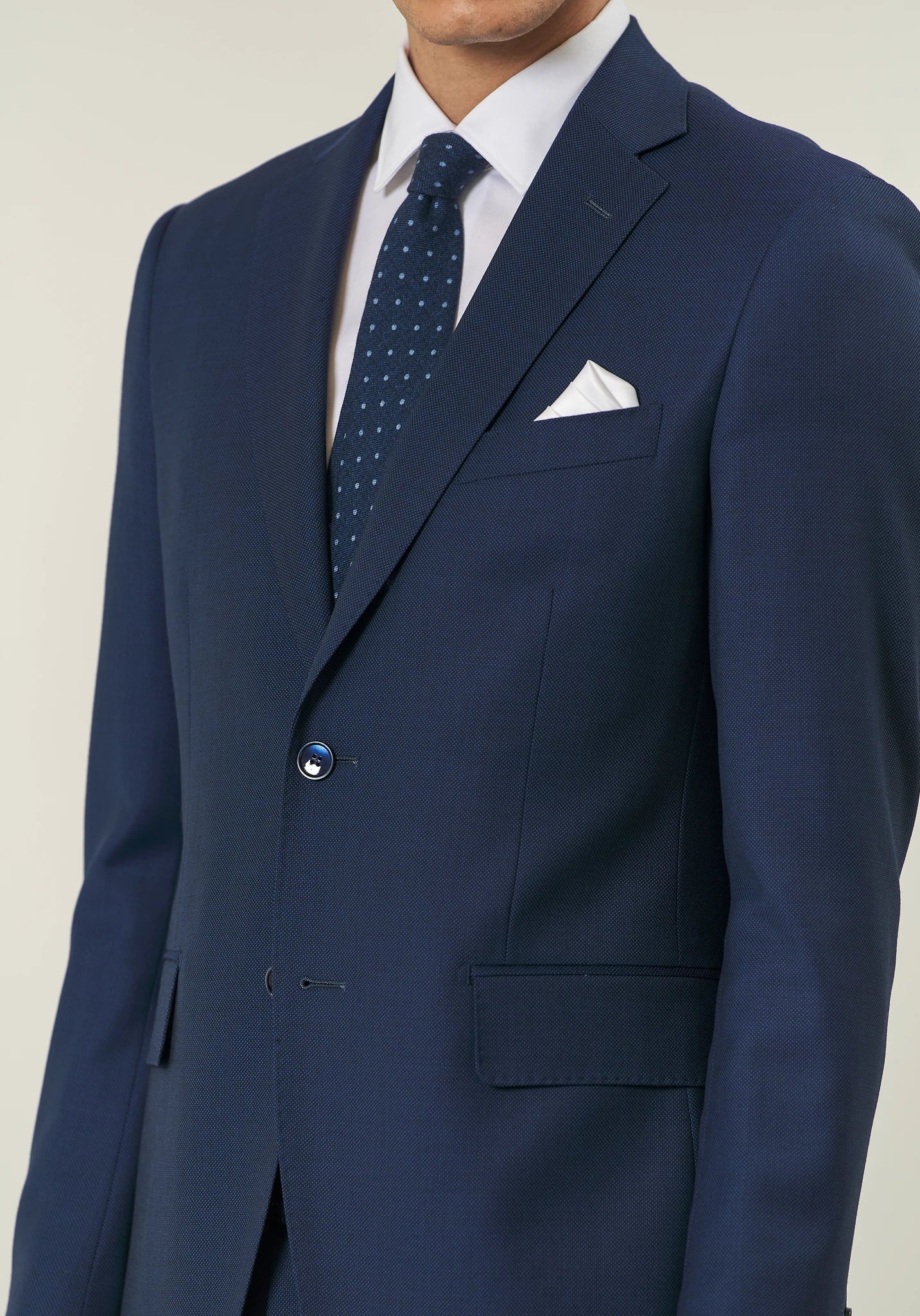 Abito blu occhio di pernice lana custom fit