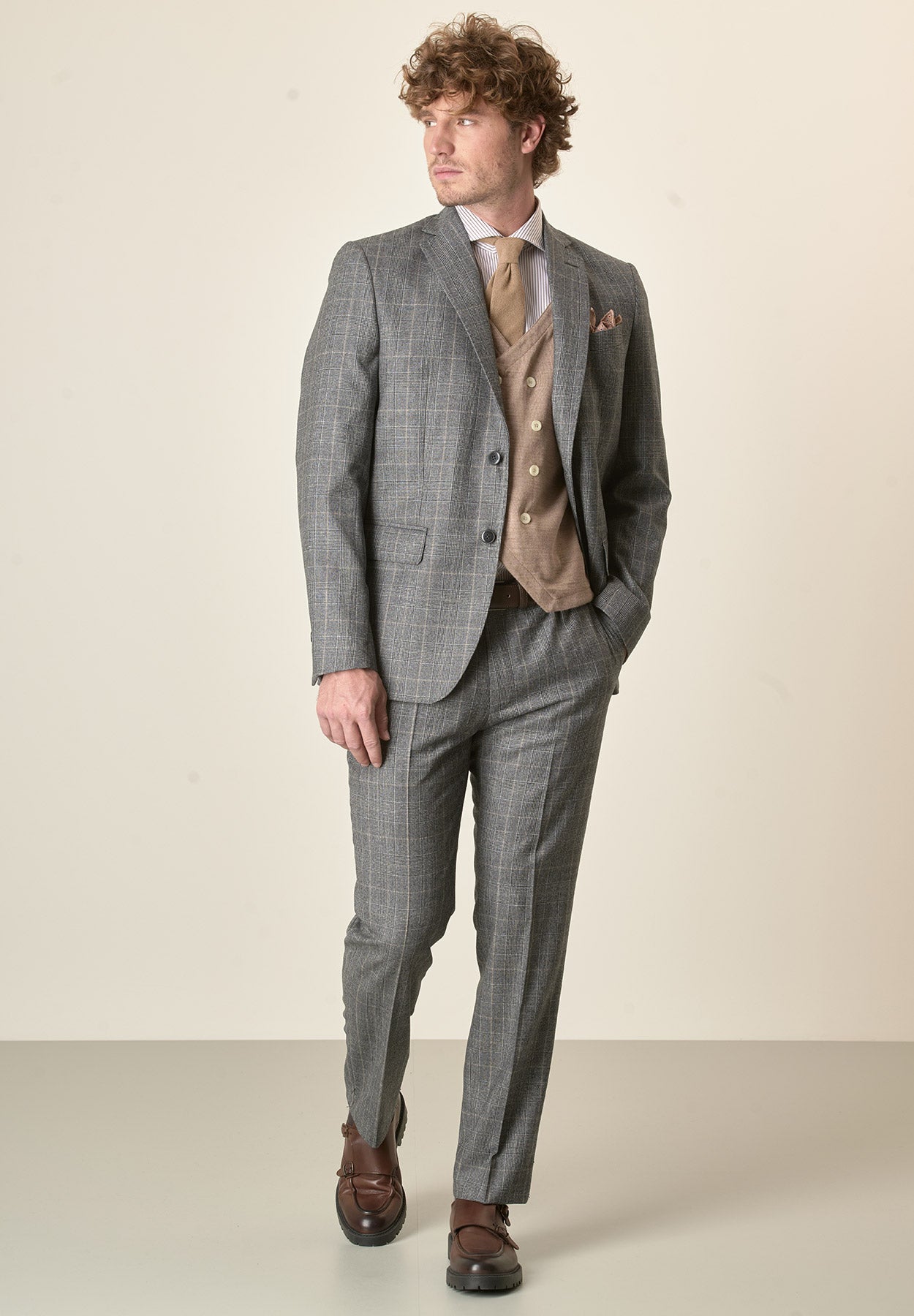 Abito grigio Principe di Galles lana vergine custom fit-Angelico