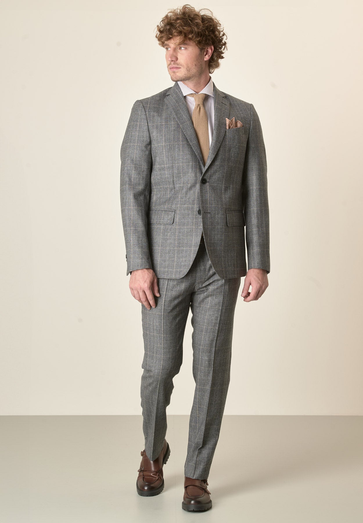 Abito grigio Principe di Galles lana vergine custom fit-Angelico