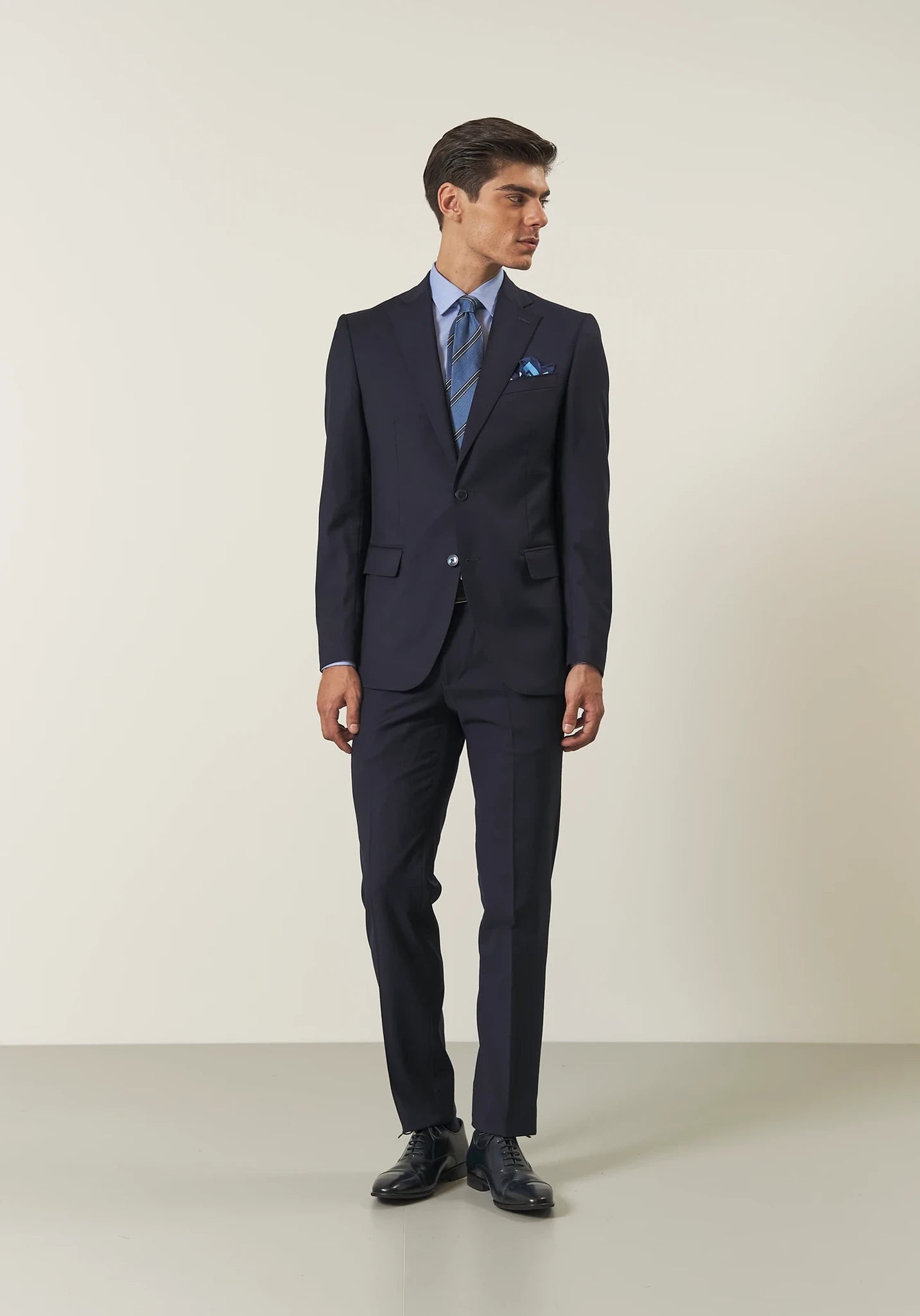 Abito blu sallia lana stretch custom fit