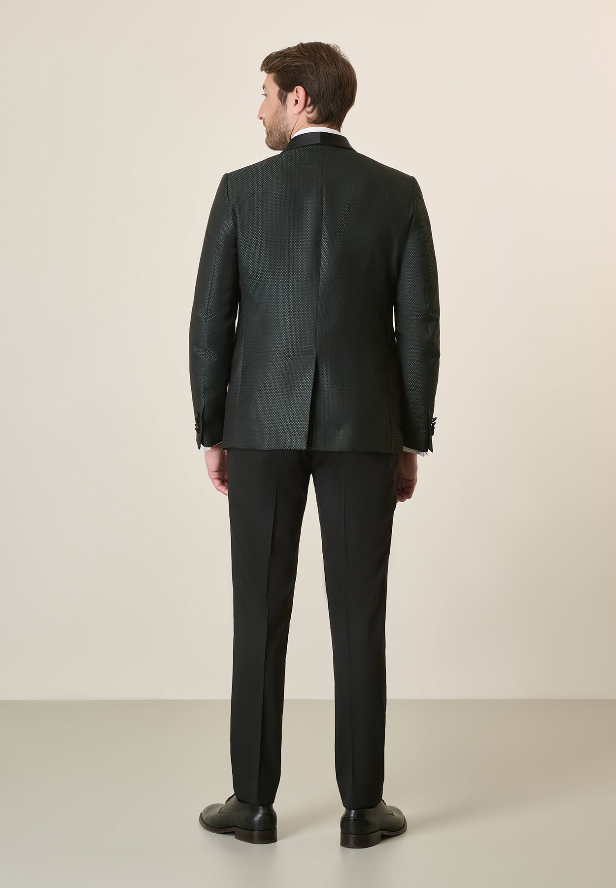 Smoking nero collo scialle armatura verde custom fit Angelico 3