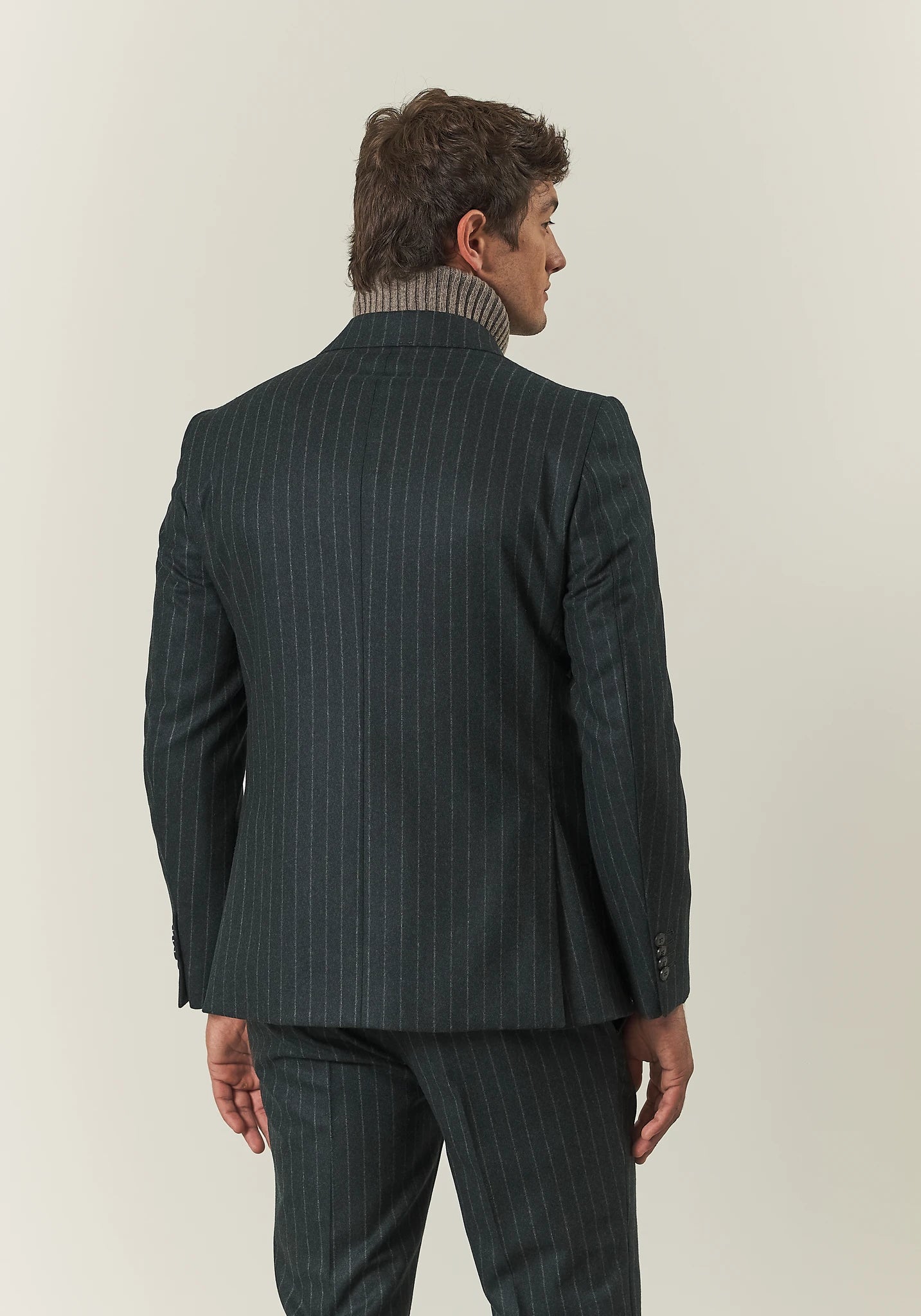 Abito verdone gessato flanella lana vergine custom fit