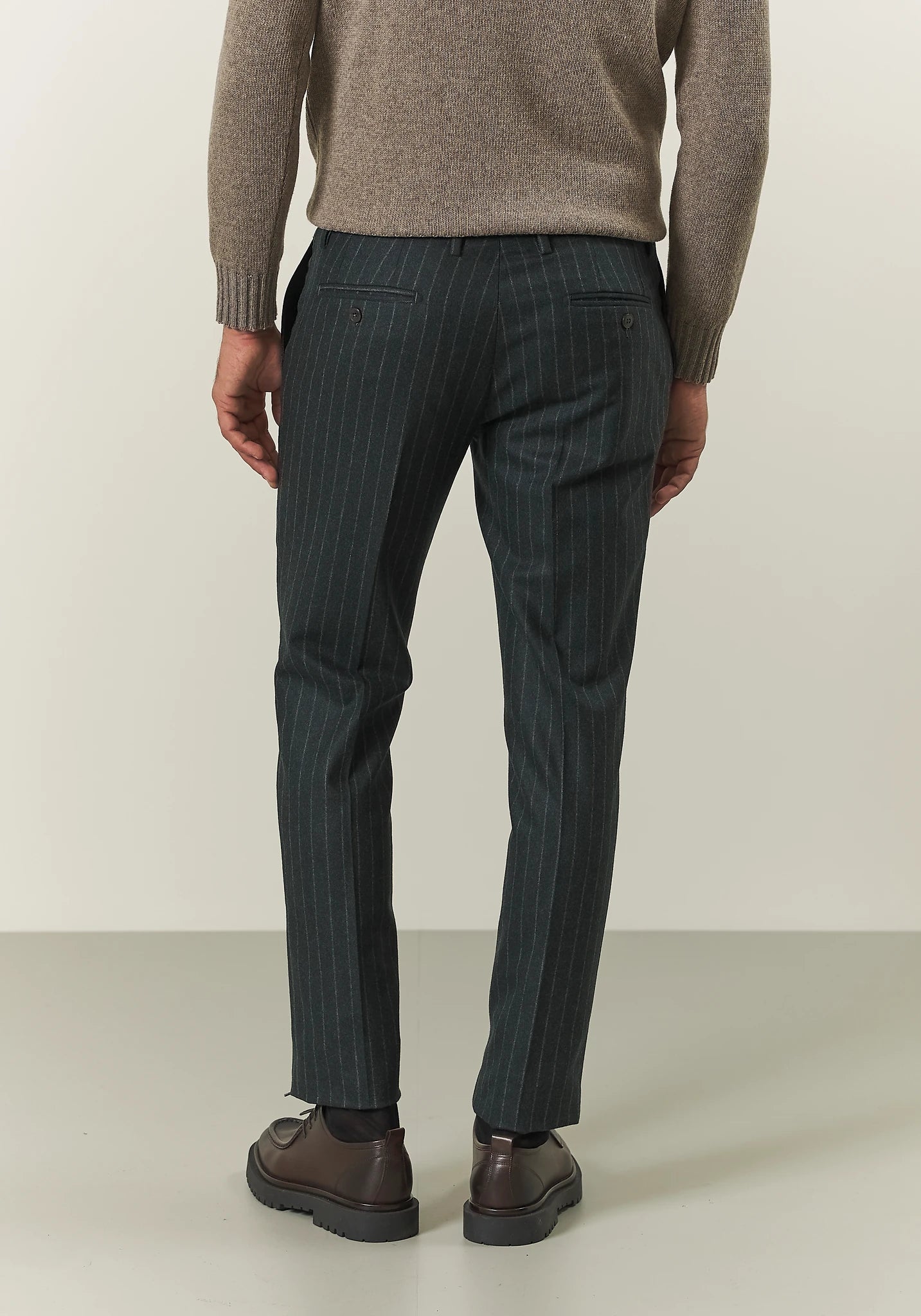 Abito verdone gessato flanella lana vergine custom fit
