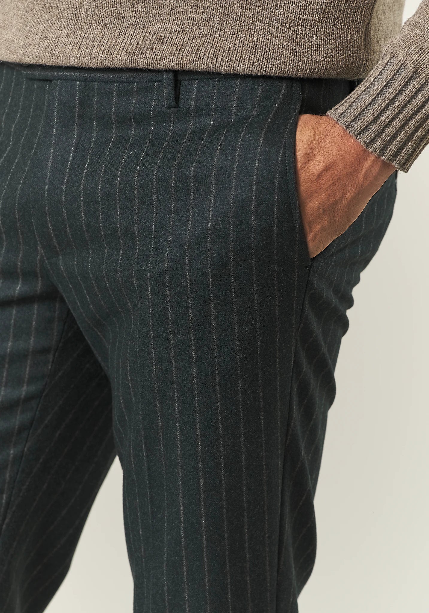 Abito verdone gessato flanella lana vergine custom fit