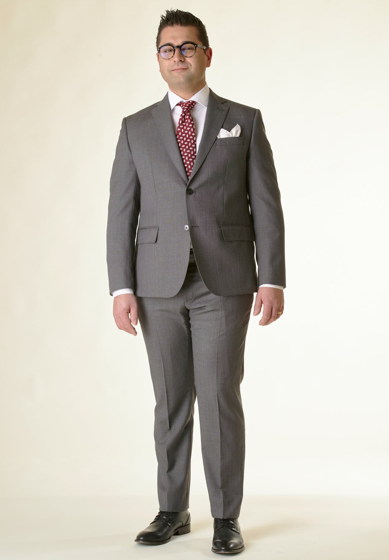 Abito grigio sallia di lana 100s comfort fit corto Angelico 1