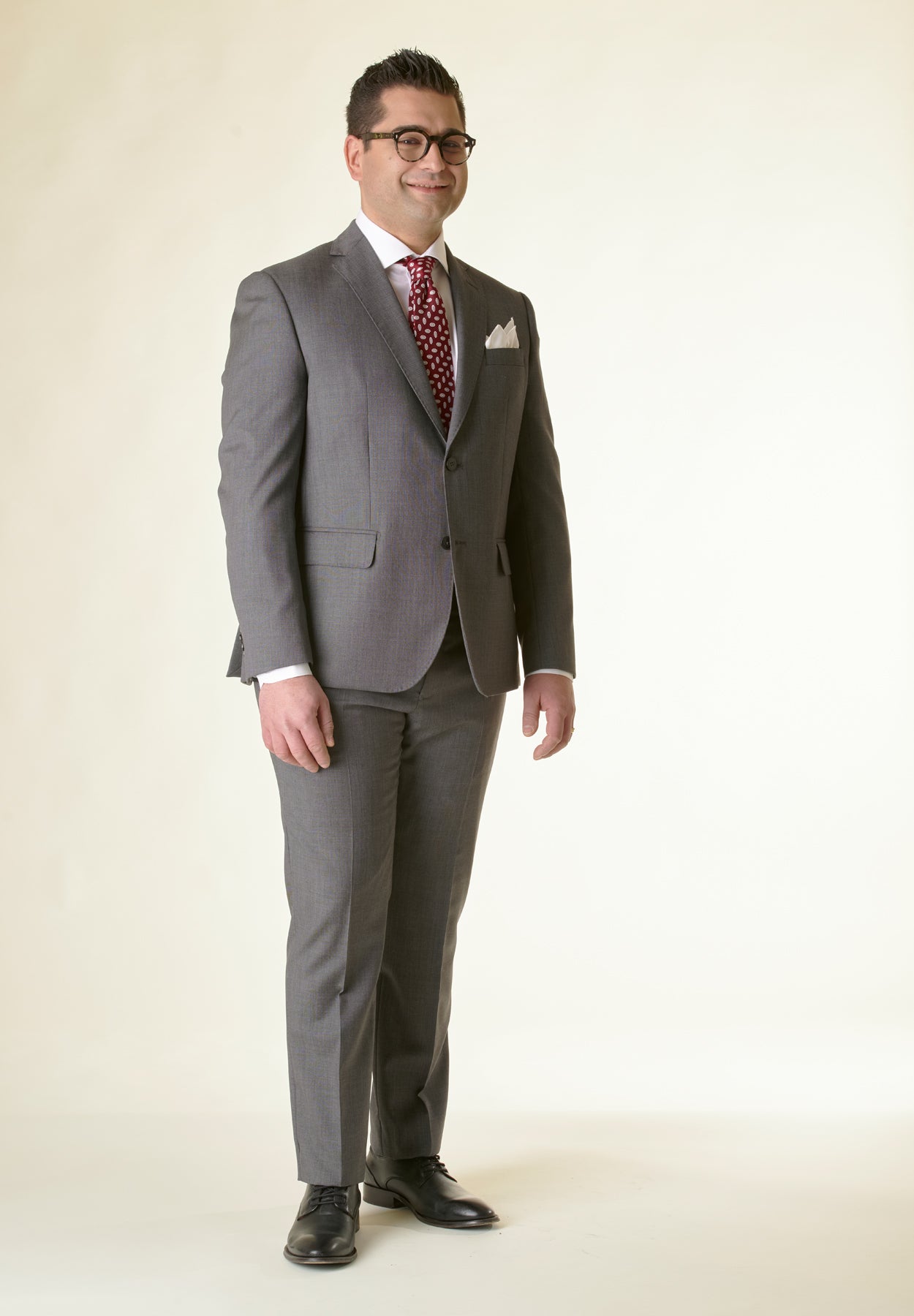 Abito grigio sallia di lana 100s comfort fit corto-Angelico