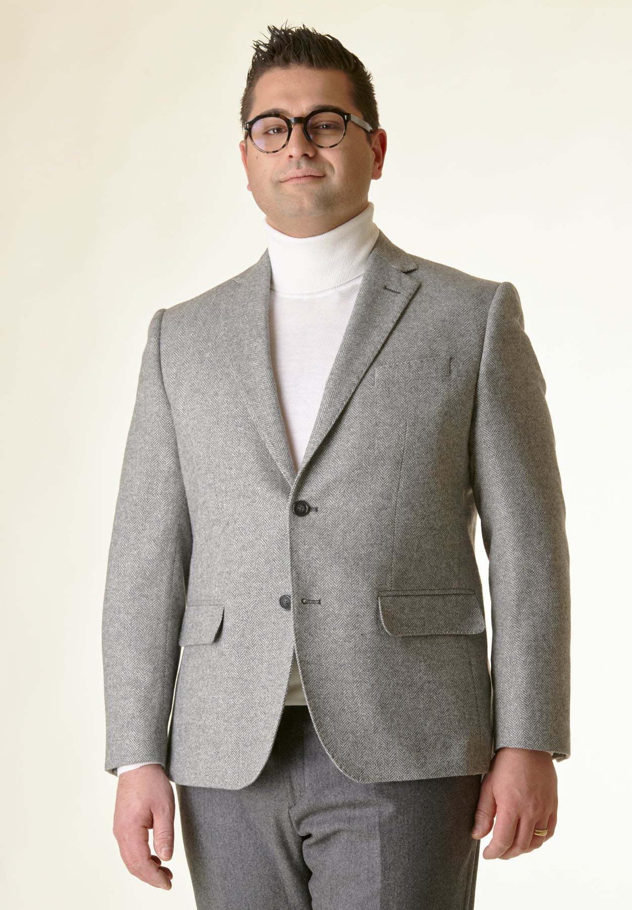 Gray comfort herringbone jacket Angelico 1