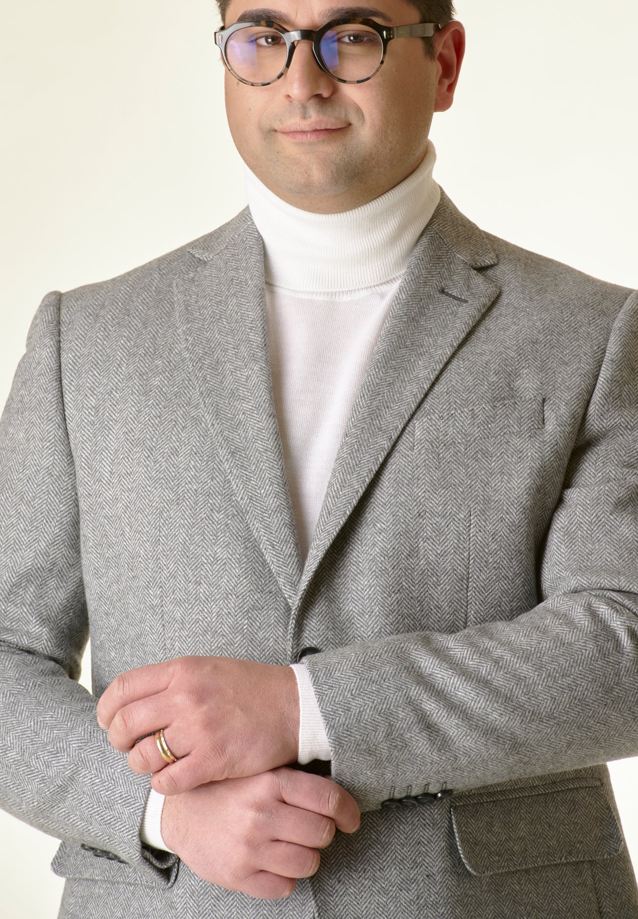 Gray comfort herringbone jacket Angelico 2