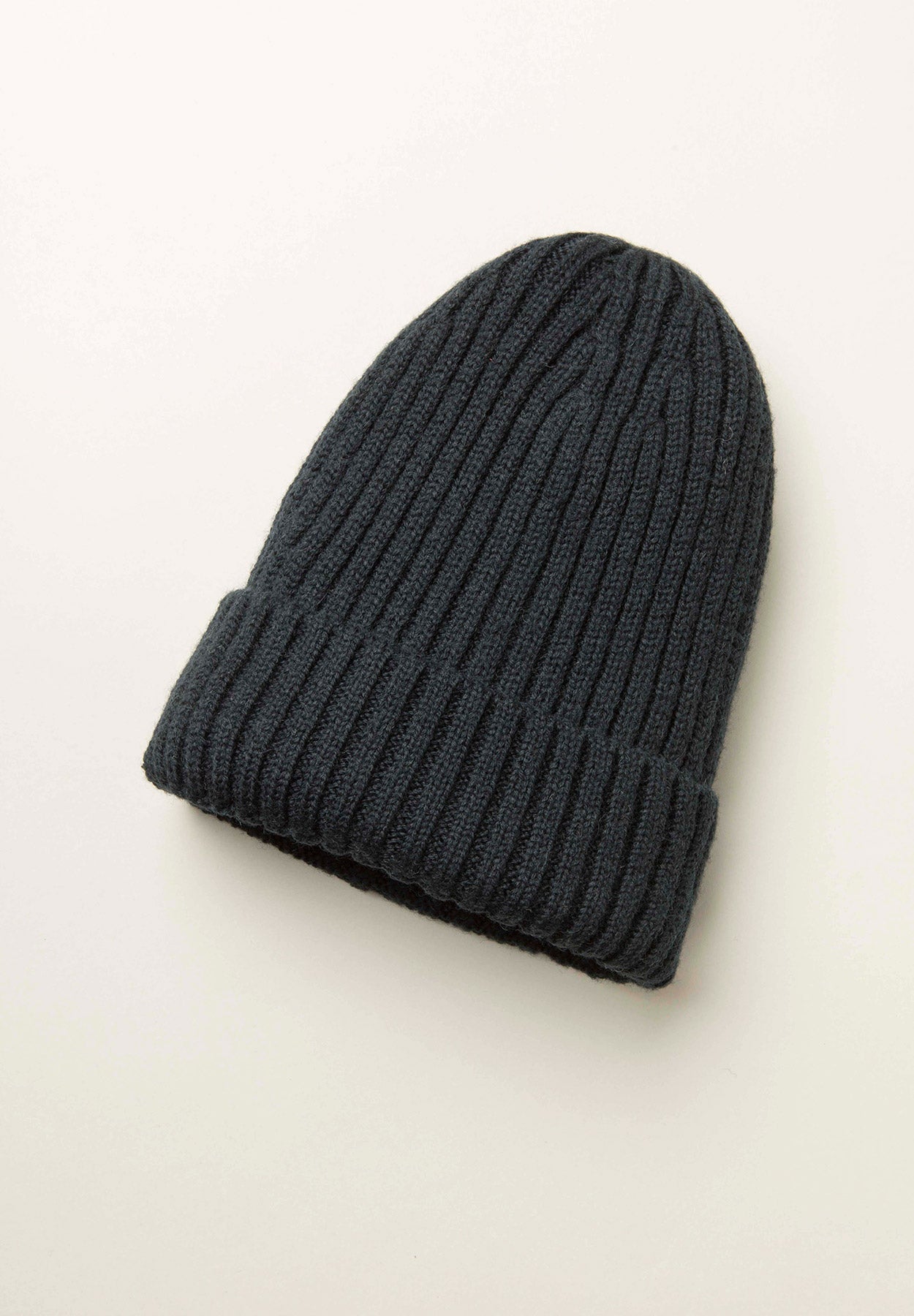 Berretto navy coste misto lana-Angelico