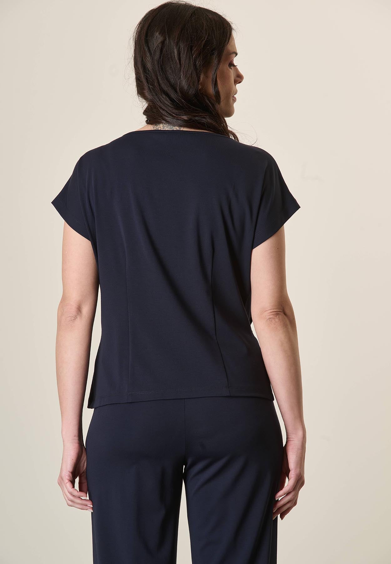 Blue stretch knot blouse