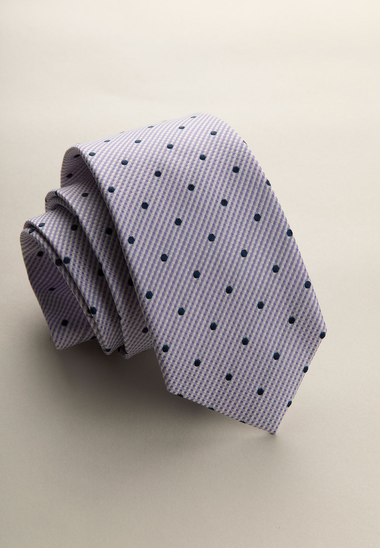 Cravatta glicine micro-pois blu seta