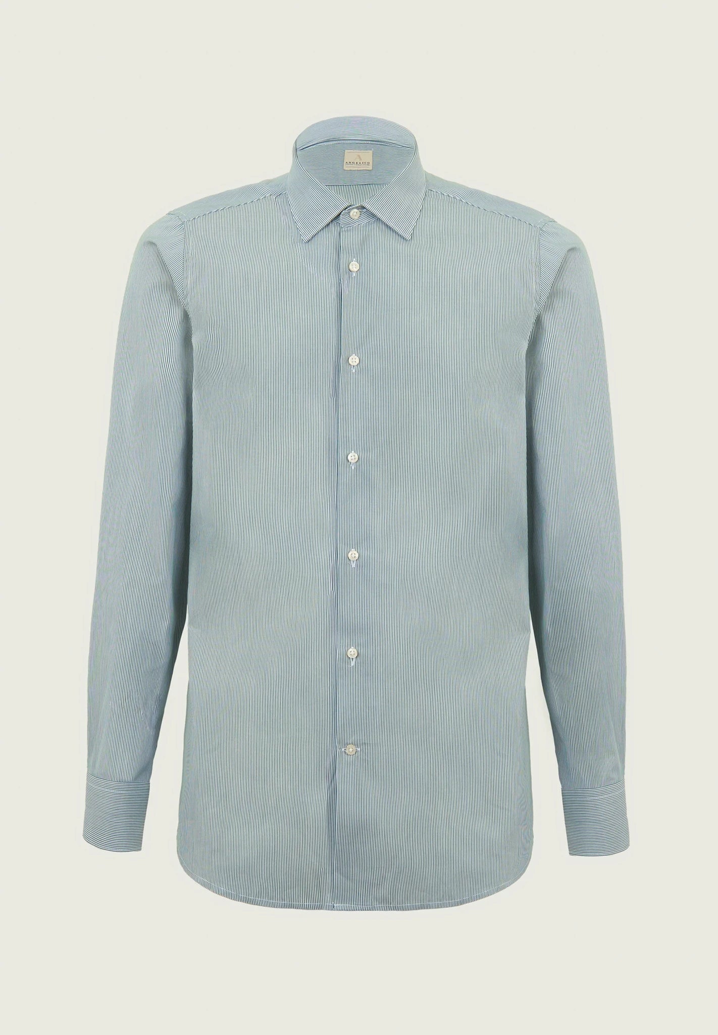 Slim fit white and green cotton shirt Angelico 1