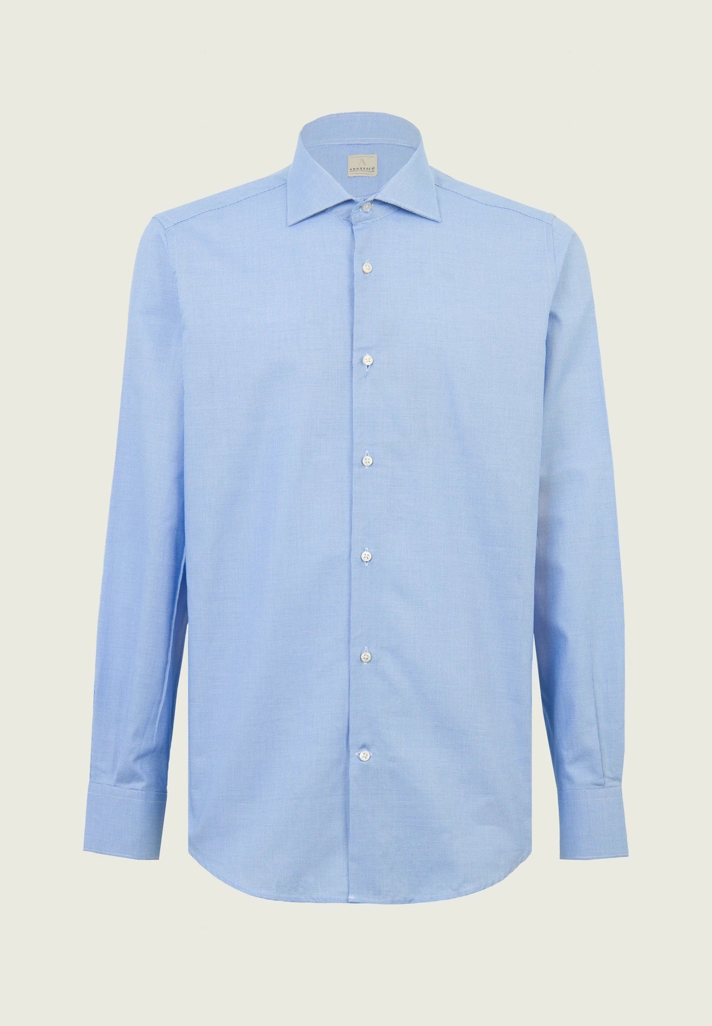 Light blue and white micro-design cotton regular fit shirt Angelico 1