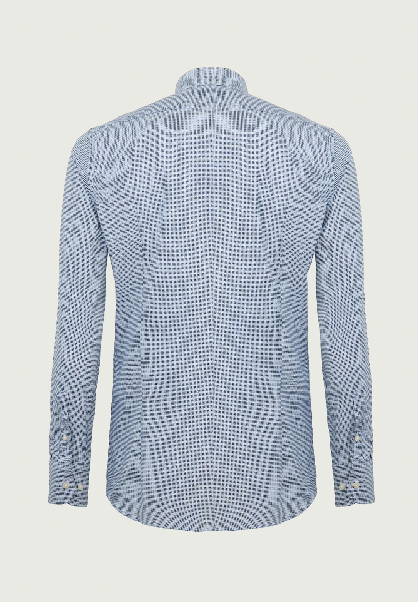 Slim fit white and blue cotton shirt with micro-pattern Angelico 3