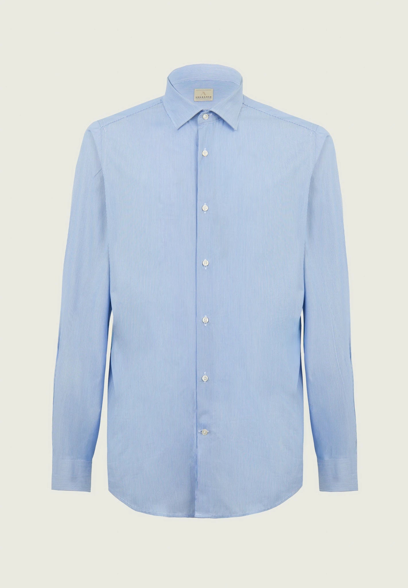 Camicia bacchettina blu bianca cotone regular fit Angelico 1