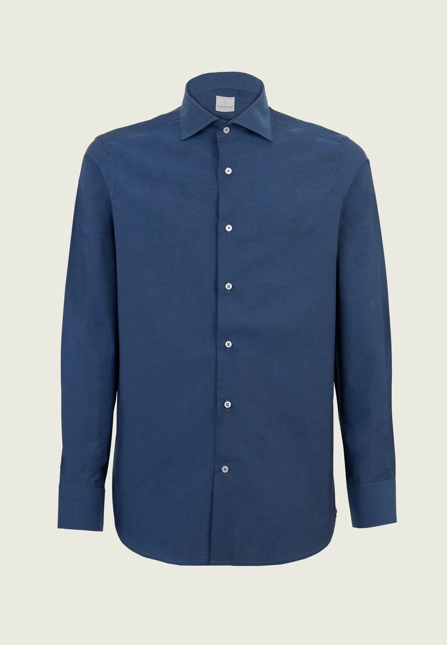 Slim fit cotton poplin air force blue shirt Angelico 1