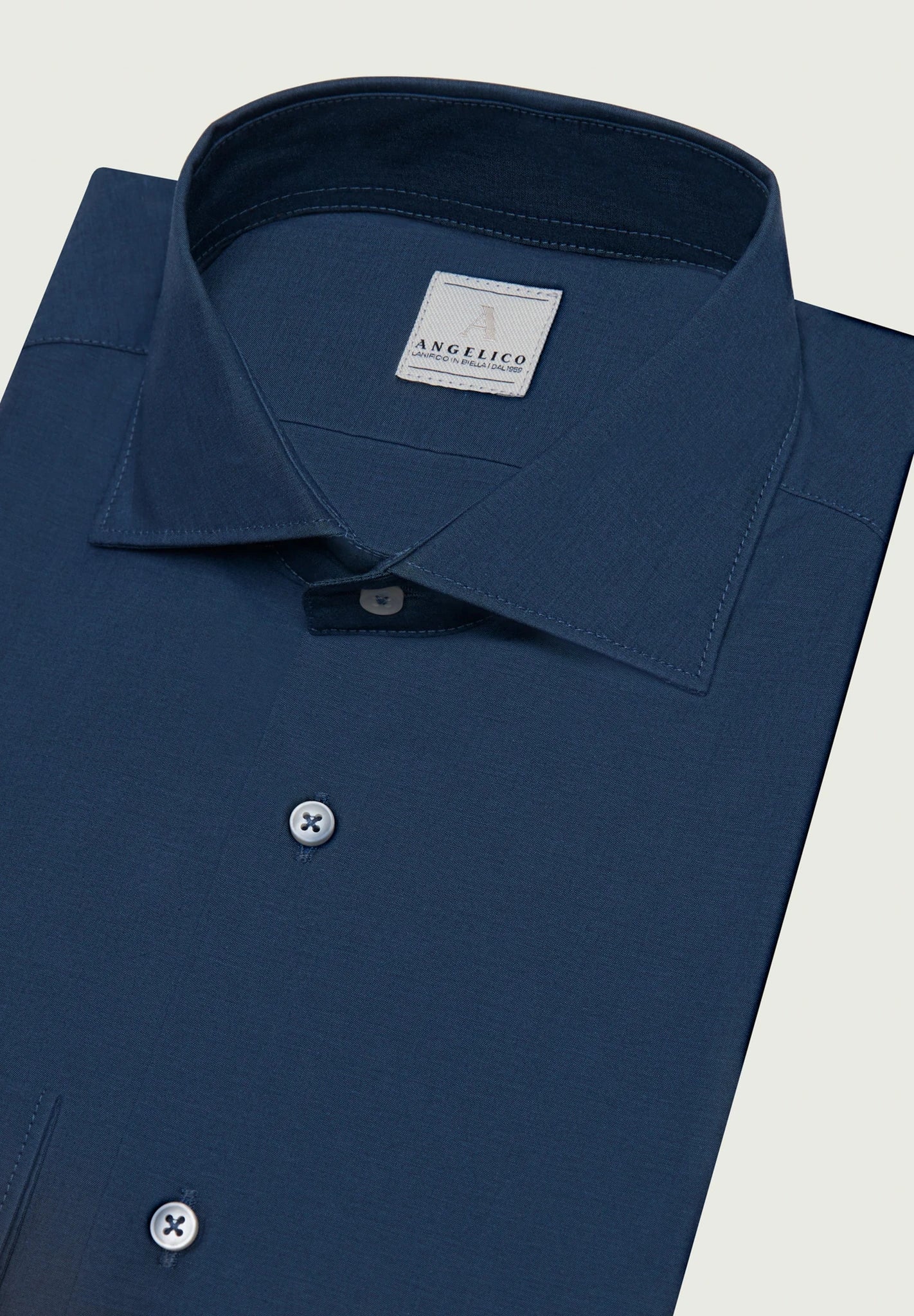 Slim fit cotton poplin air force blue shirt Angelico 2