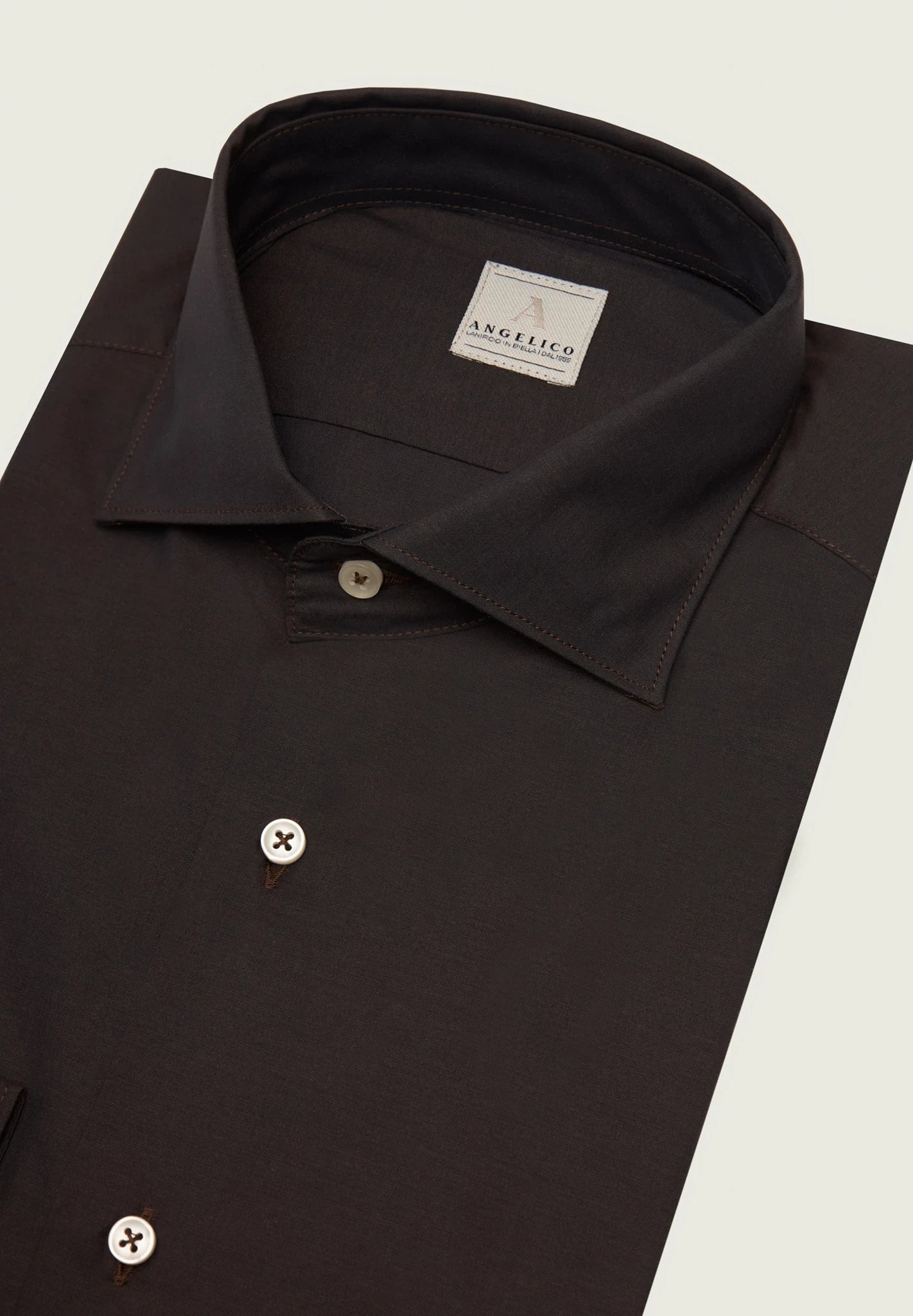 Slim fit cotton poplin air force blue shirt Angelico 2