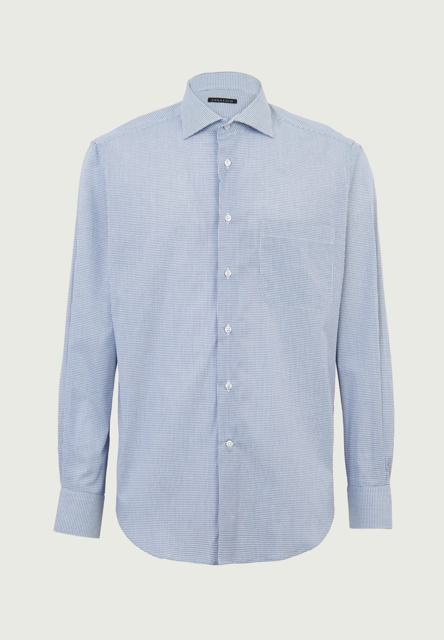 Camicia blu bianca quadri cotone comfort fit Angelico 1