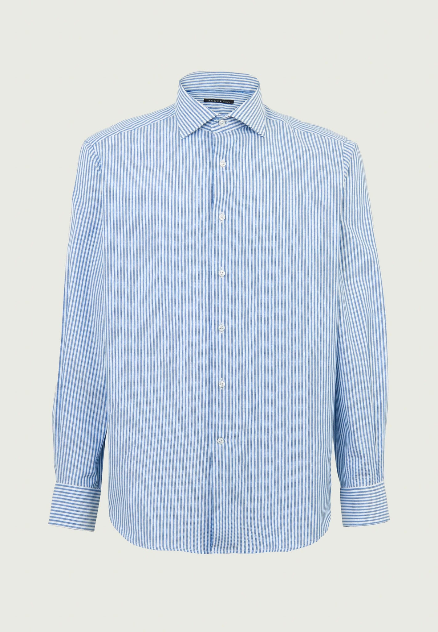 Camicia bluette bianca rigata cotone comfort fit Angelico 1