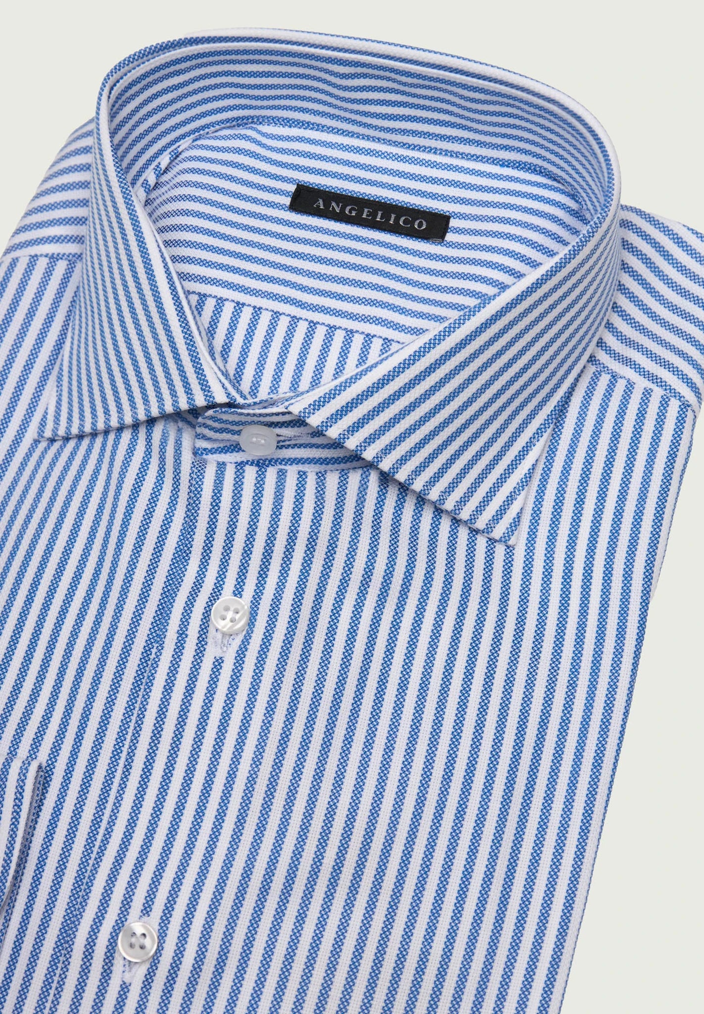 Camicia bluette bianca rigata cotone comfort fit Angelico 2